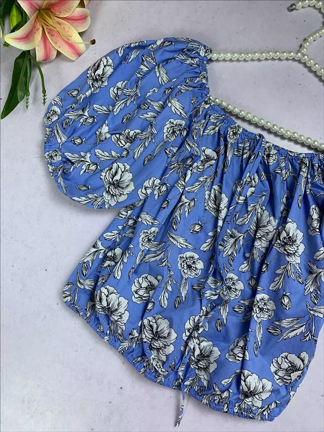Floral cotton top from splash hover image