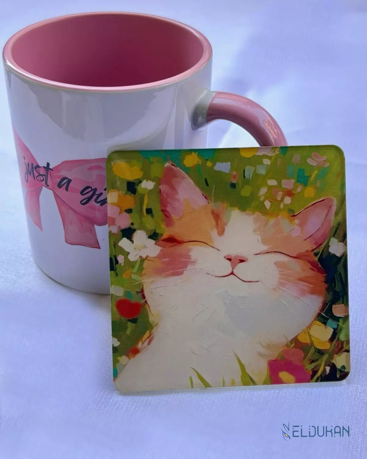 Smiley cat acrylic coaster image