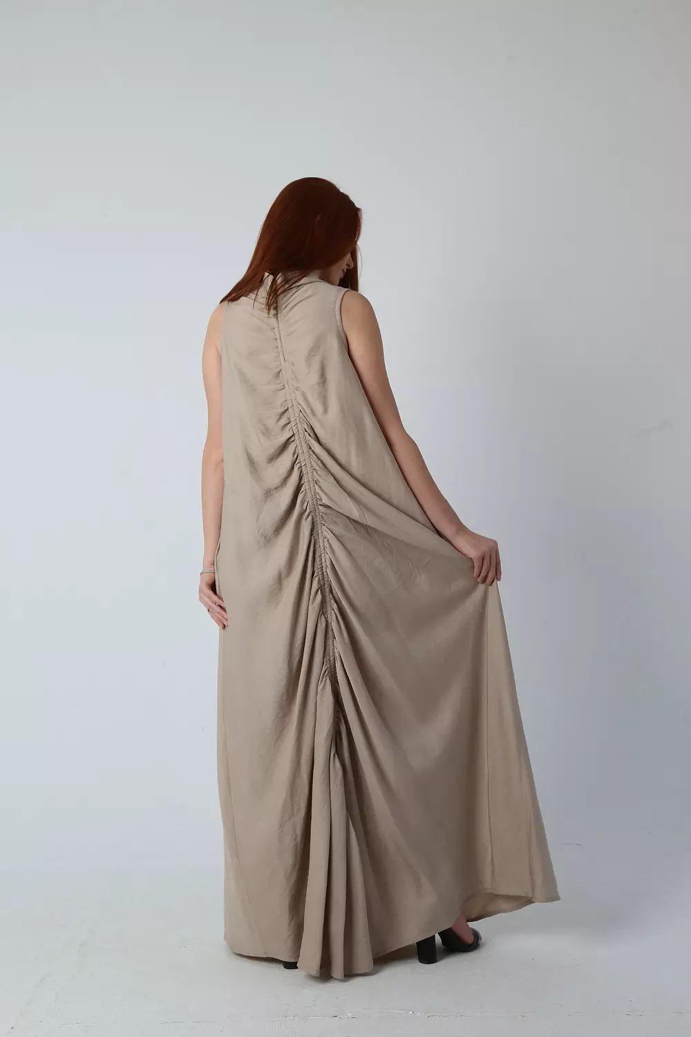 Ruched Maxi Dress - Blue 8