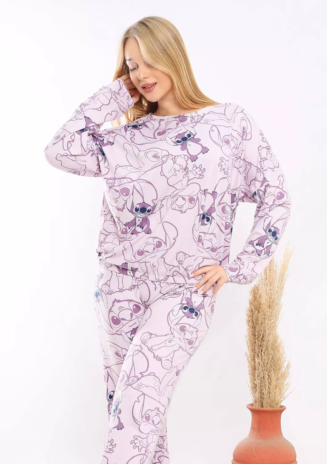 C357 FUNNY STITCH LOOSE FIT LONG SLEEVES PJ SET 2