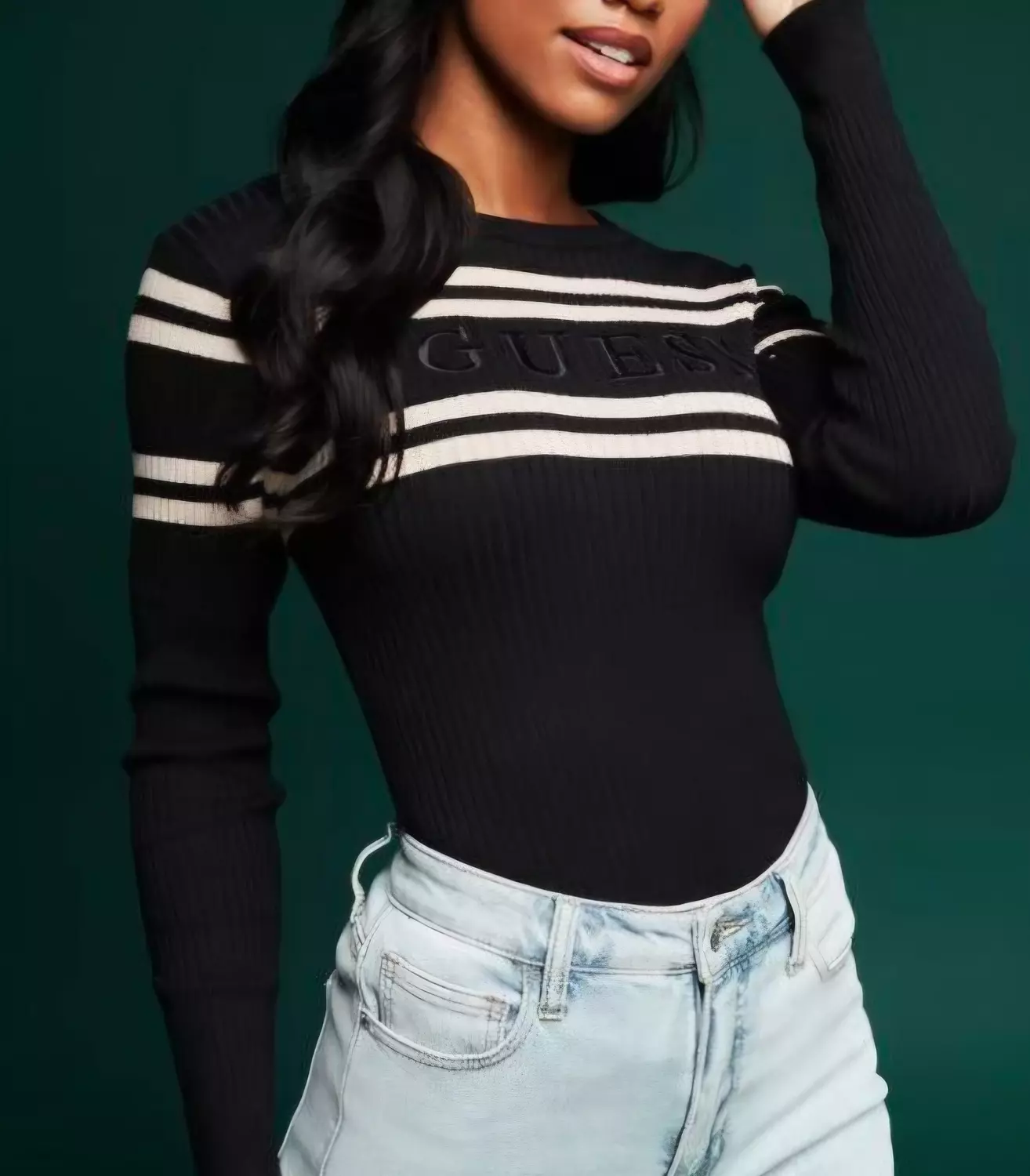 GUESS Women's Striped Sweater hover image