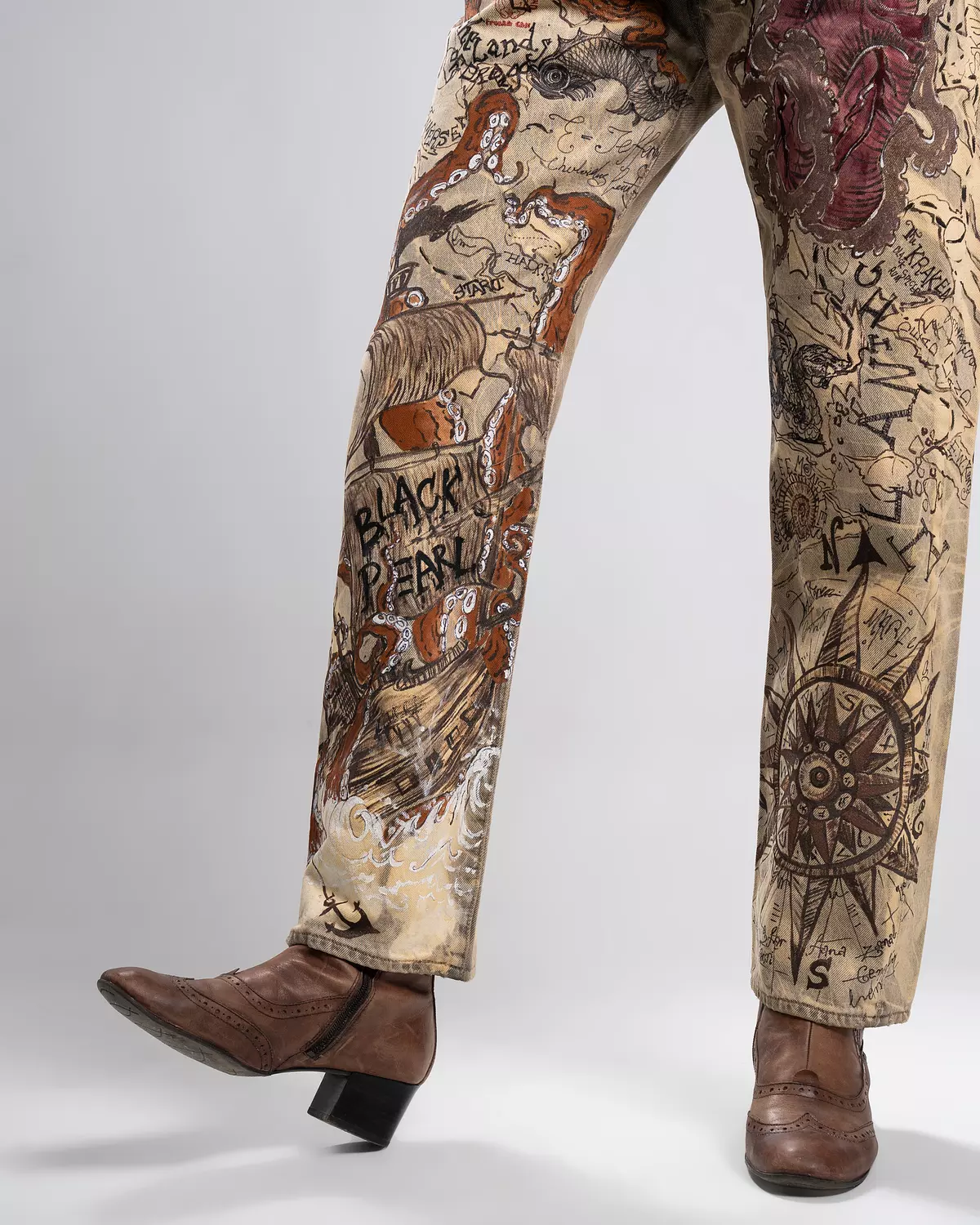 “Lost Lands Map “. Unisex hand-painted Levi pants  hover image