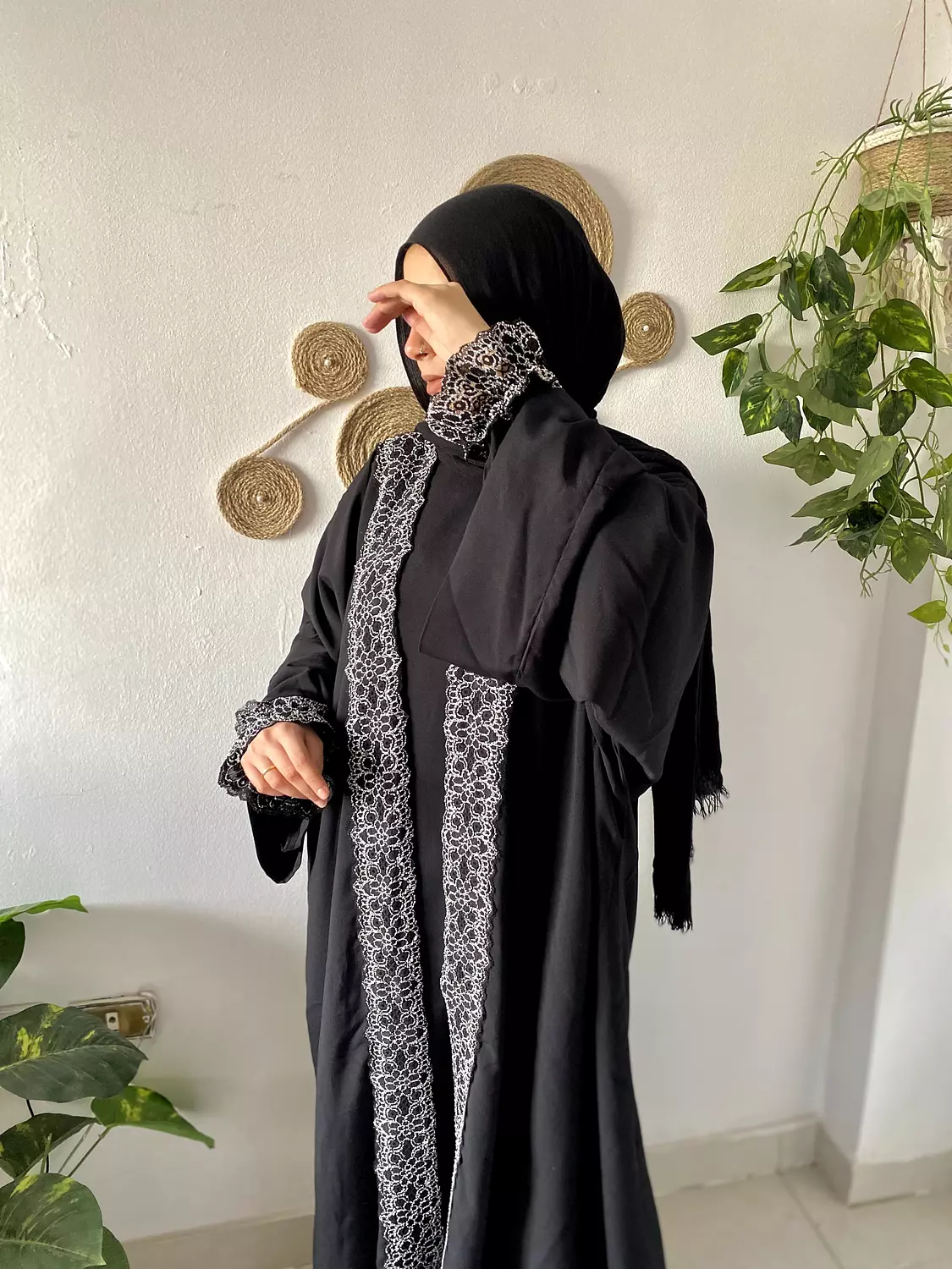 kofttan with Embroidered ribbon and Basic Abaya 5