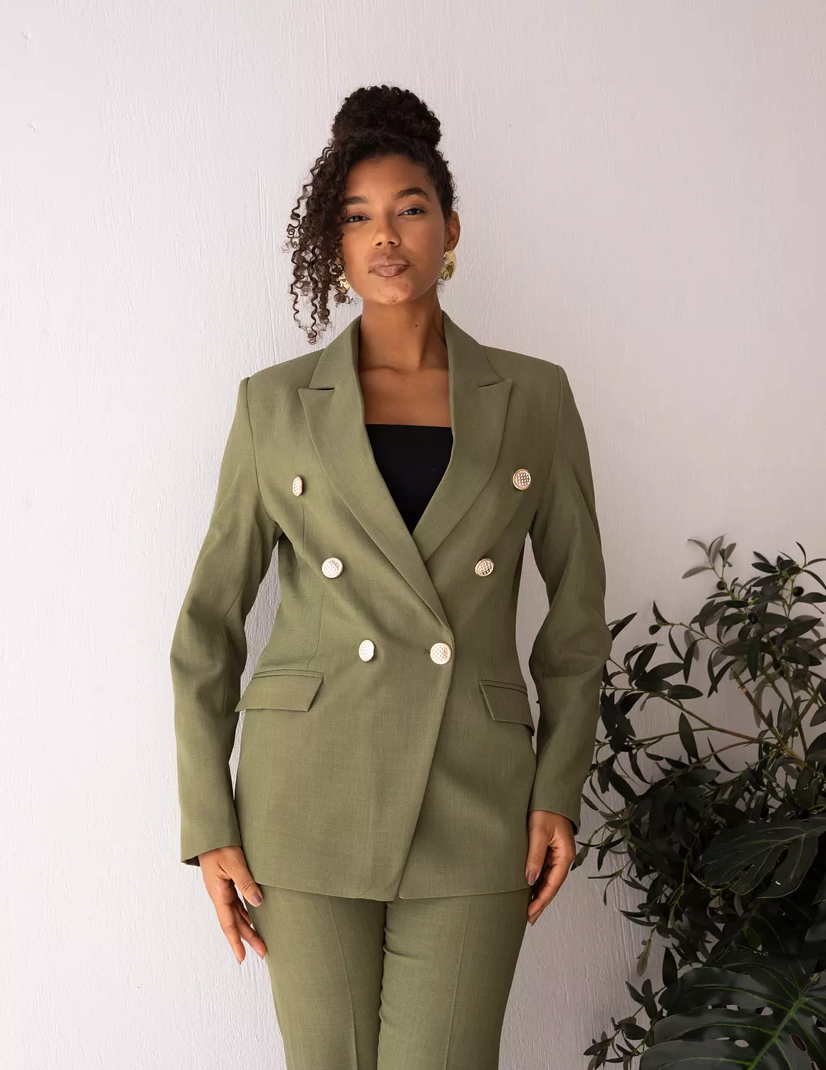Olive Glamour double breasted blazer 3