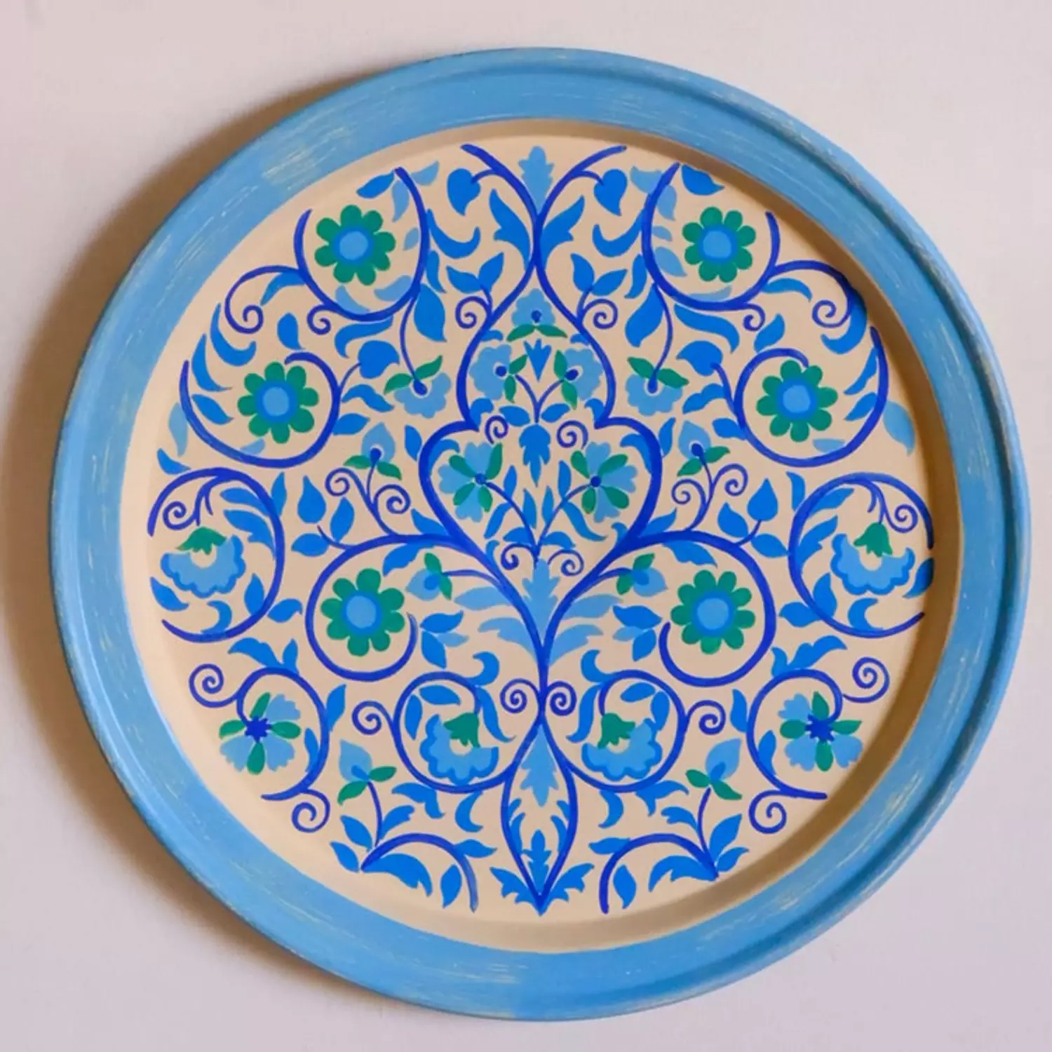 Tray metal small - flowers blue image