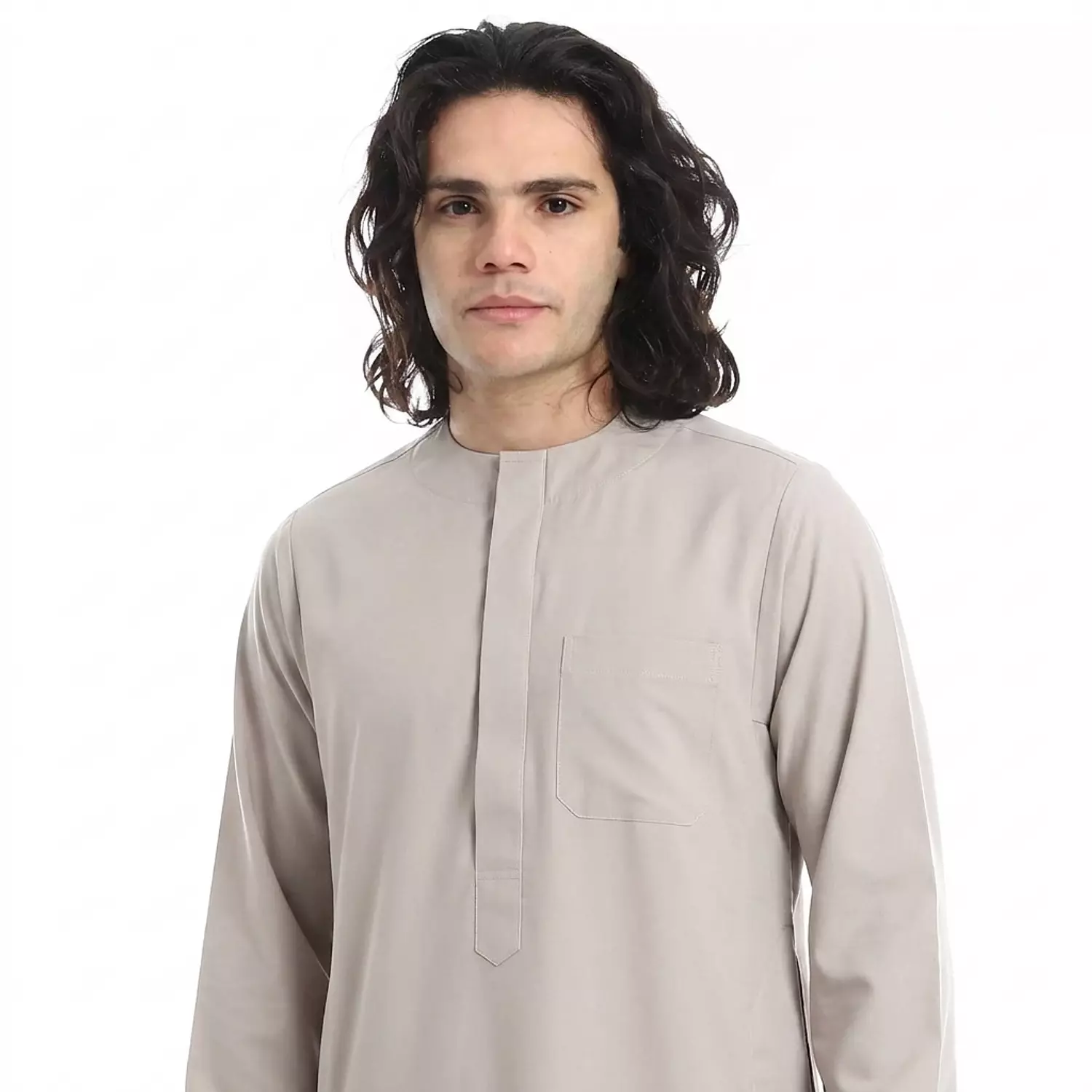  جلابيه رجالي كم طويل - قطن - 2590 - بيج فاتح hover image