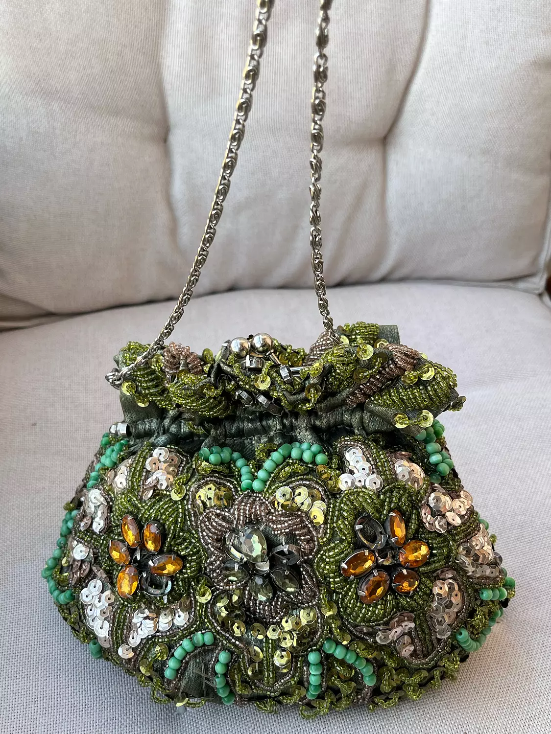 Unique handmade green bag image