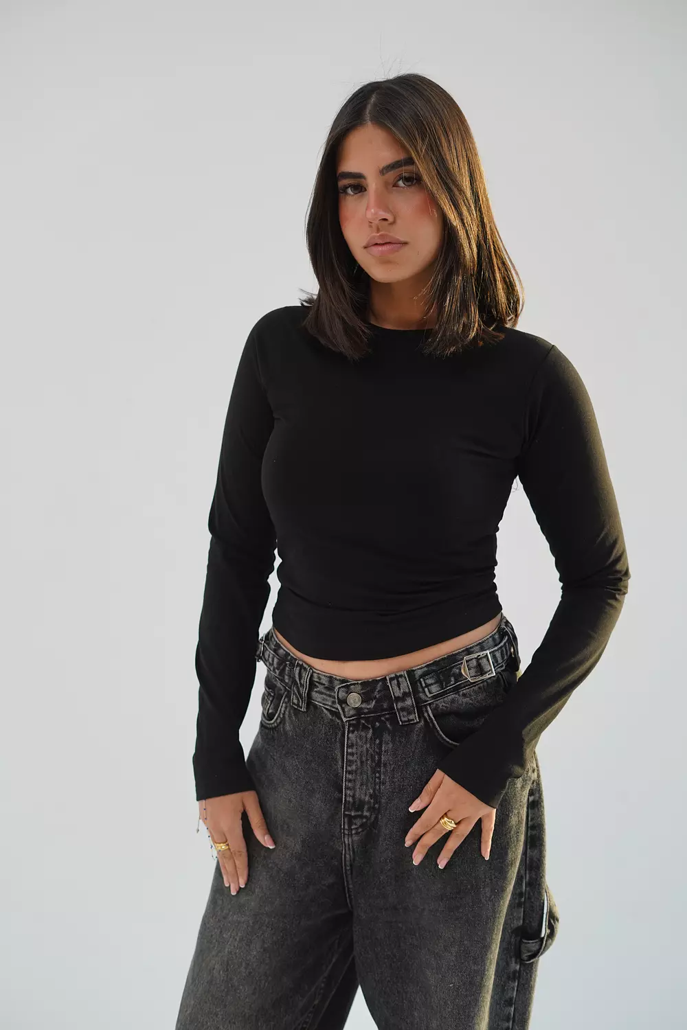 Black top with long sleeve hover image