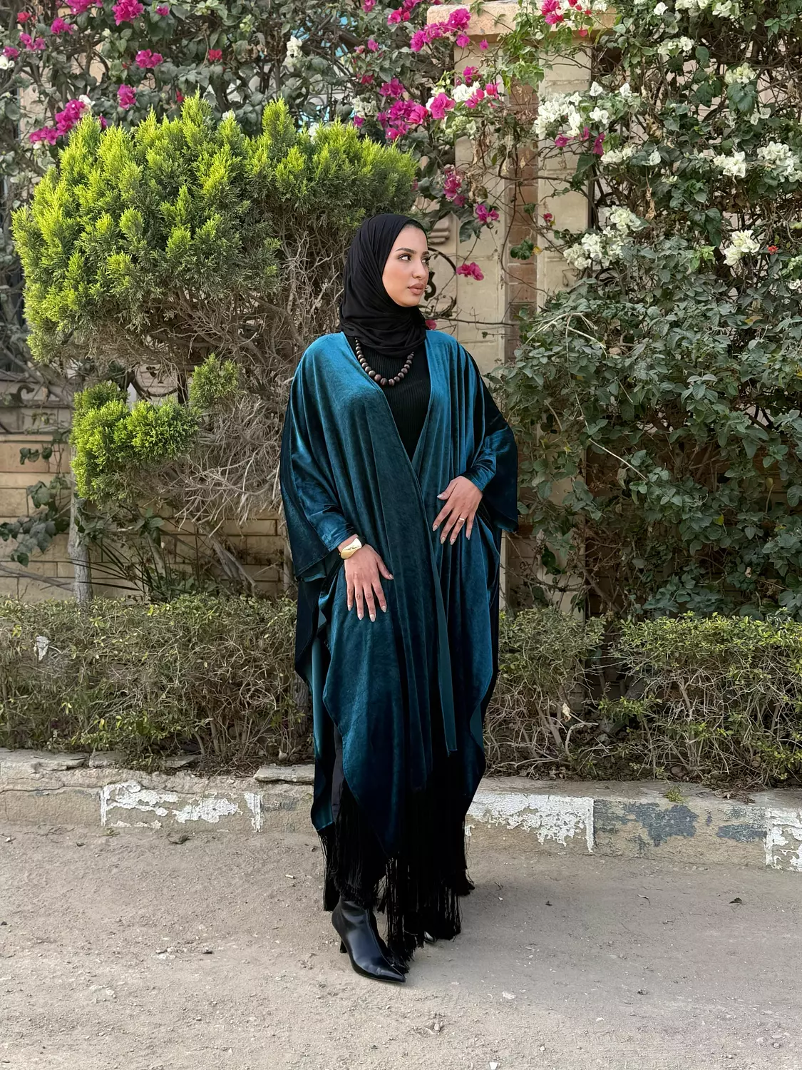 Halima Dark Green kaftan   3