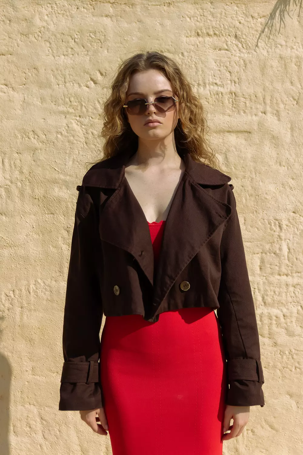 Cropped Trench Jacket - chocolate brown image