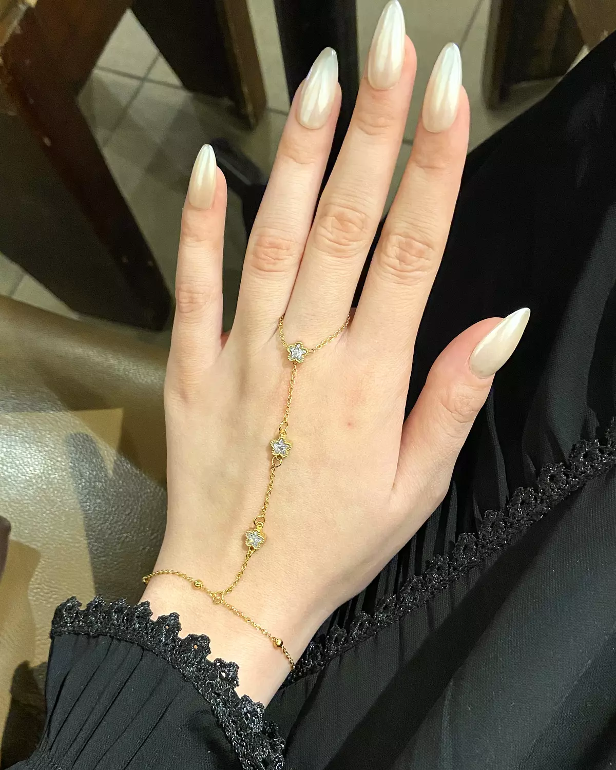 Crystals flower stainless steel hand chain ✨ image