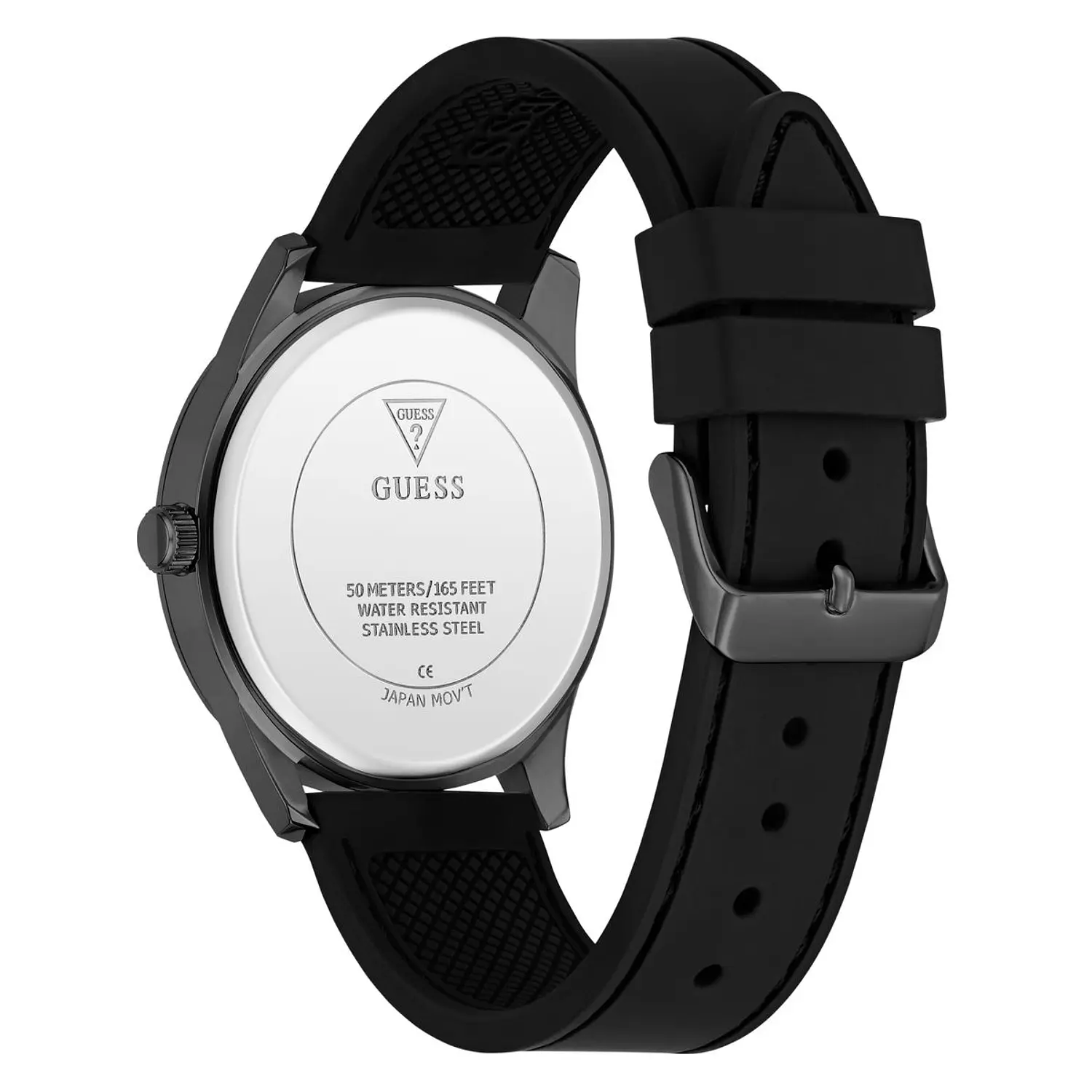 GUESS CLARK Mens Black Analog Watch Black Silicone Smooth Strap 2