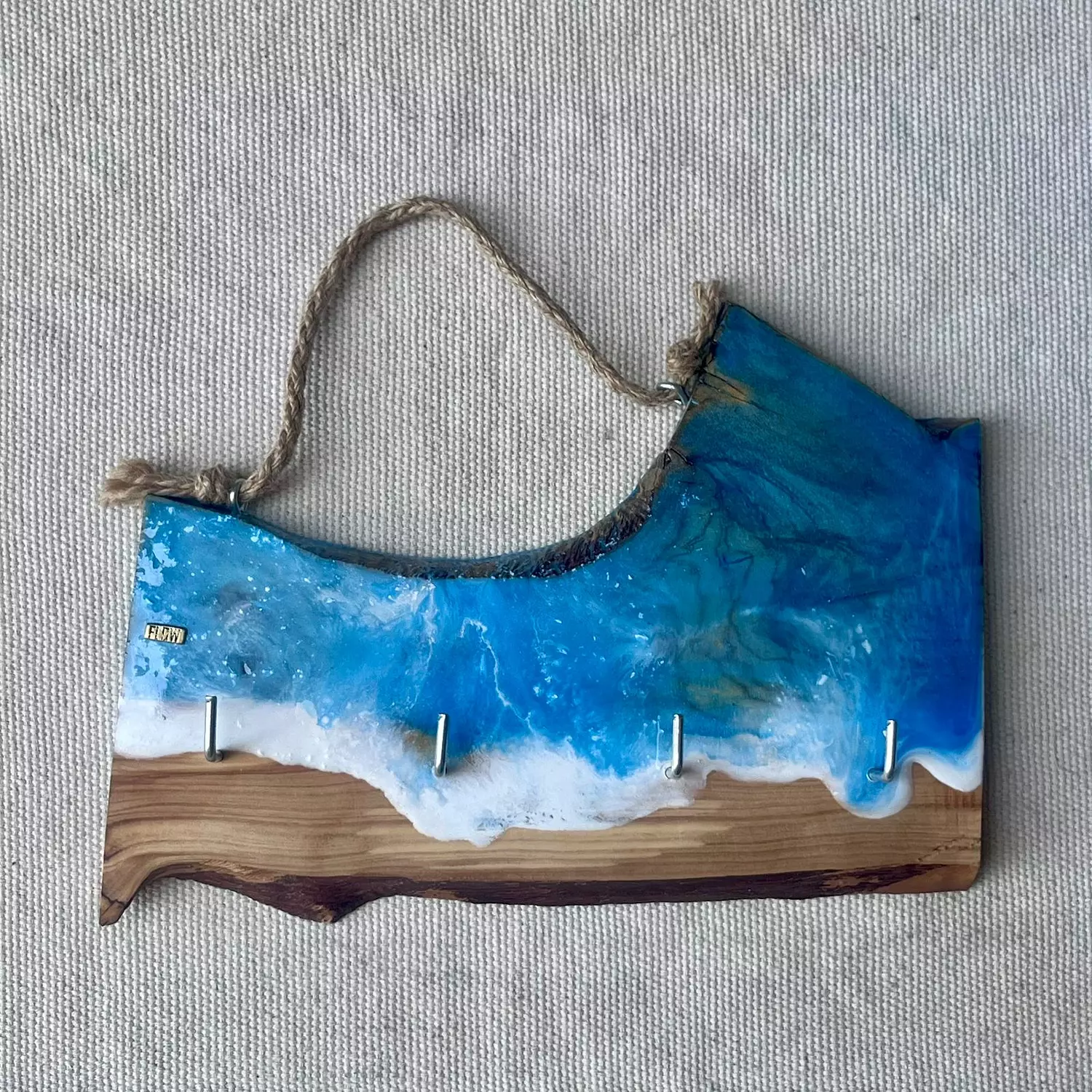 Navy blue/Turquoise Live Edge Key Holder hover image