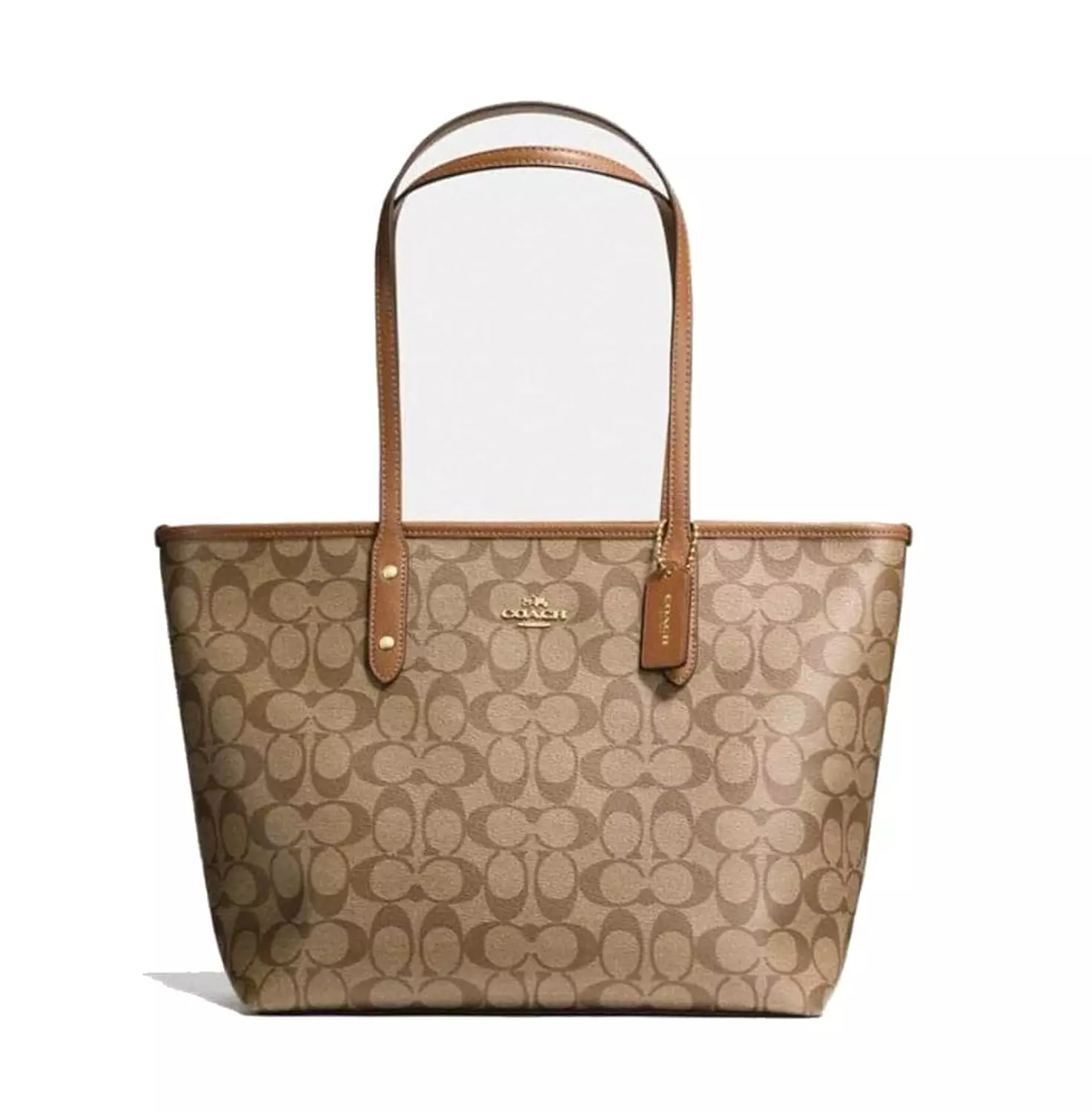 Coach city tote bags available in signature canvas brown image