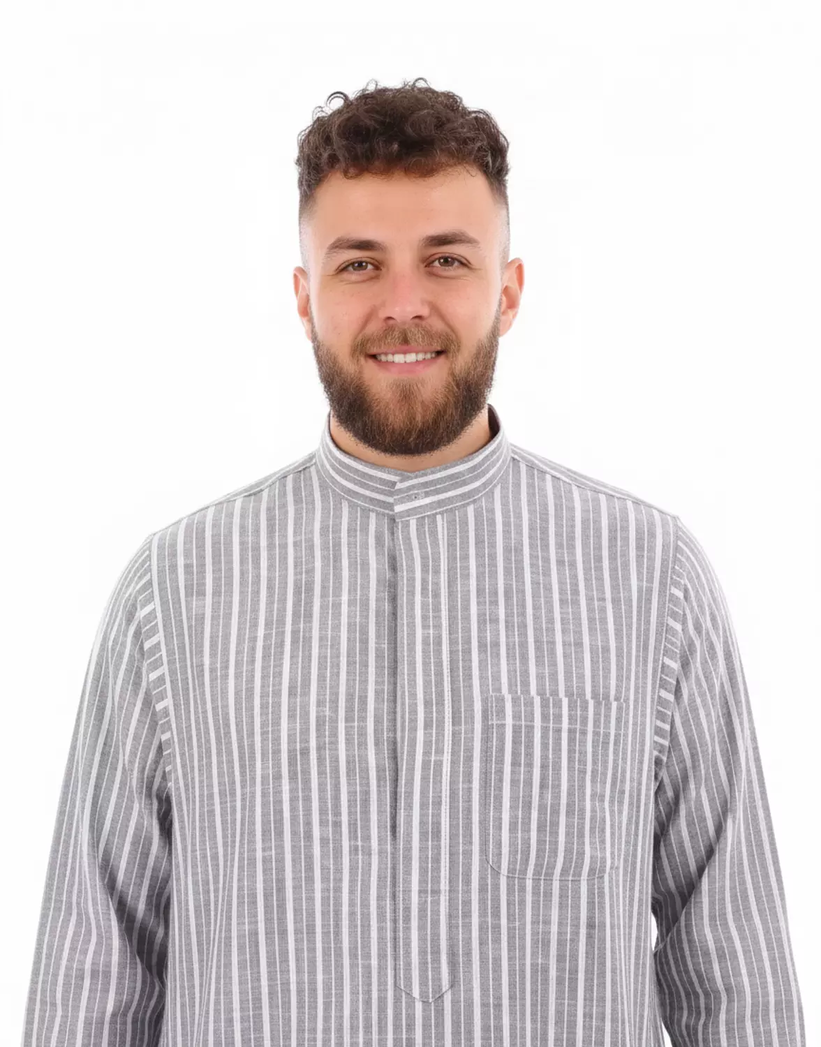 Shorto Men's Kastoor Galabeya -2341-26-1- Light Blue * Grey 3