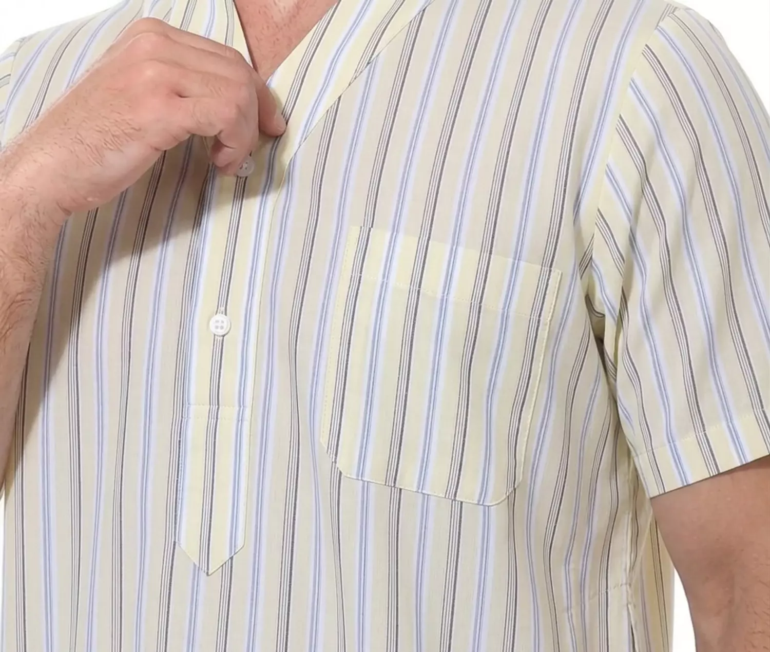 Men Galabeya Short Sleeves - 2257 - Light Yellow hover image