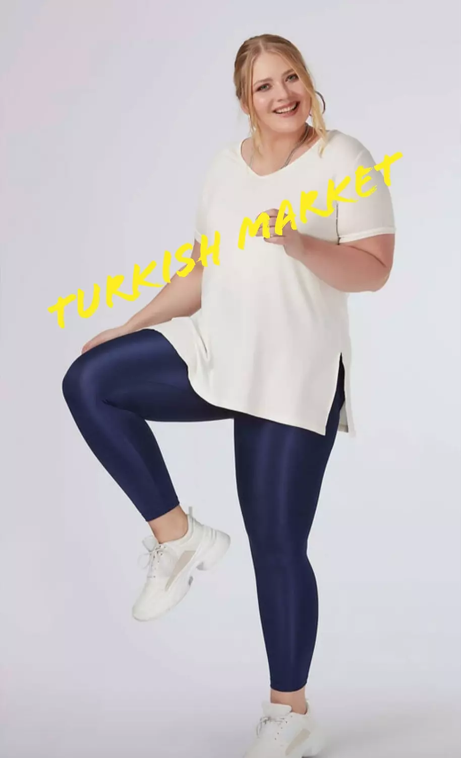 Plus size Navy blue metallic legging  image