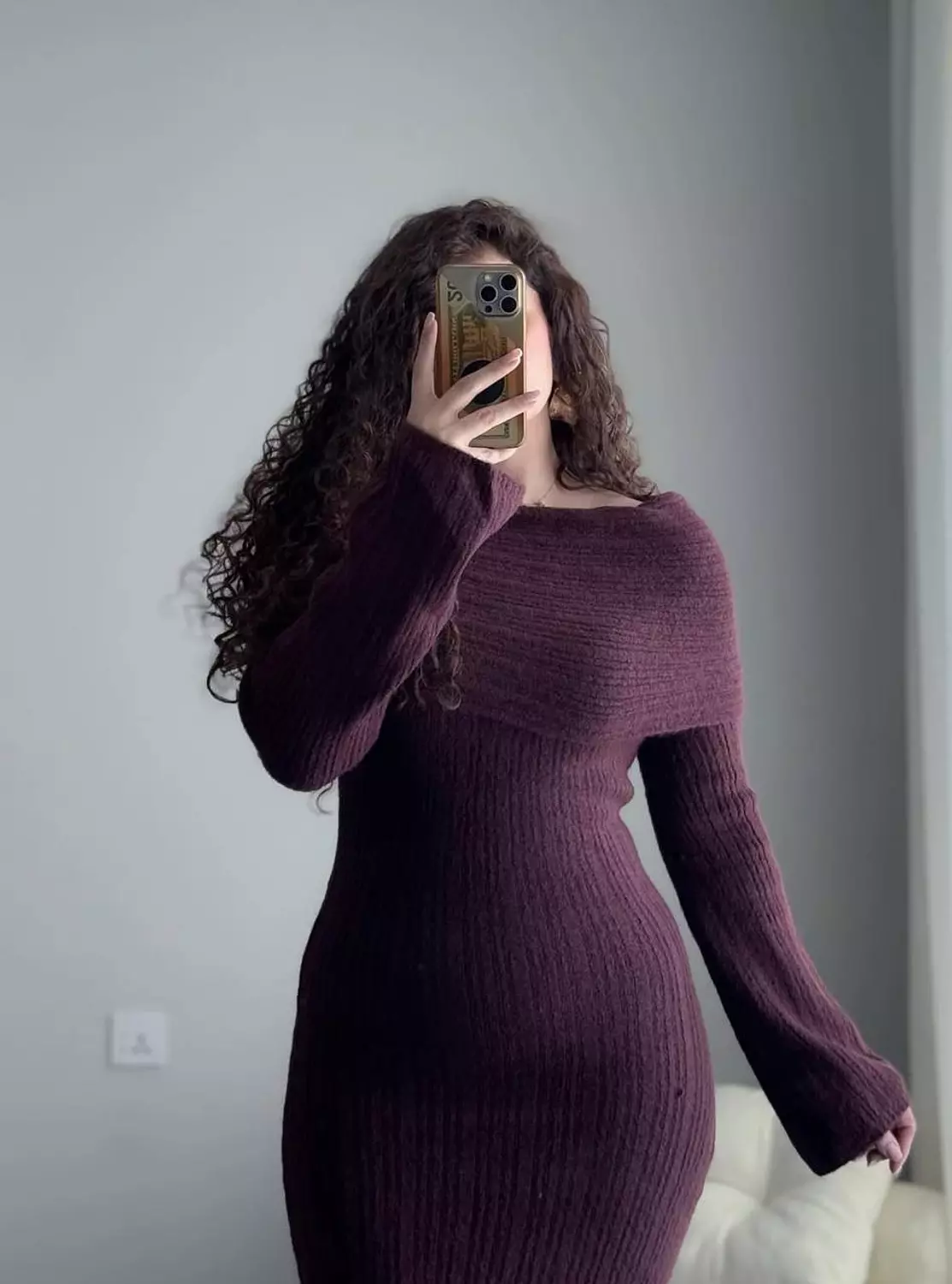 Off-Shoulder Knitted Dress  image
