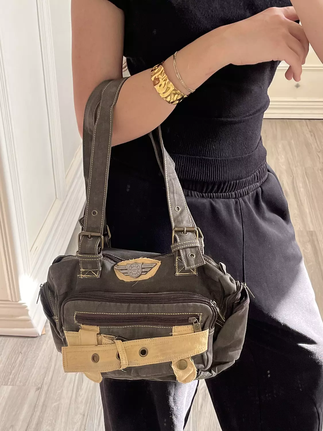 Grey diesel denim bag 3