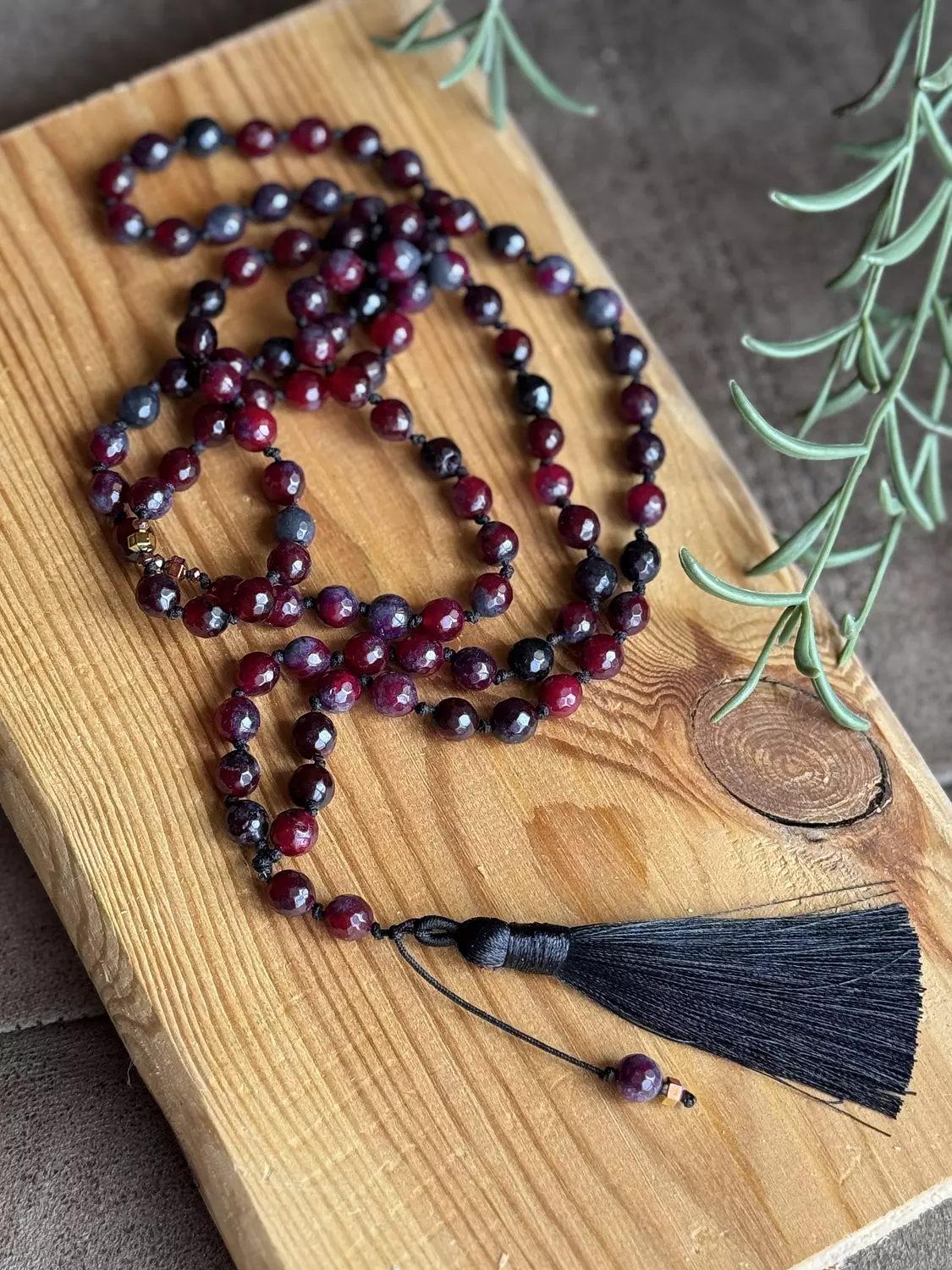Knotted 99 Bead Rosary  " Burgundy " ( By Order ) image