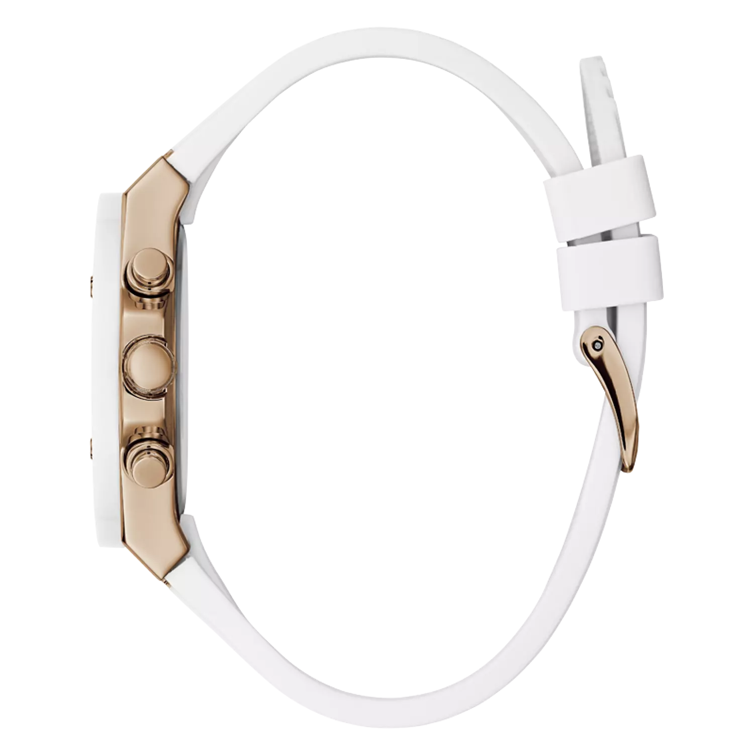 GUESS GW0030L3 ANALOG WATCH Women's White Sunray Dial Rose Gold Round Case/White Silicone Strap 1