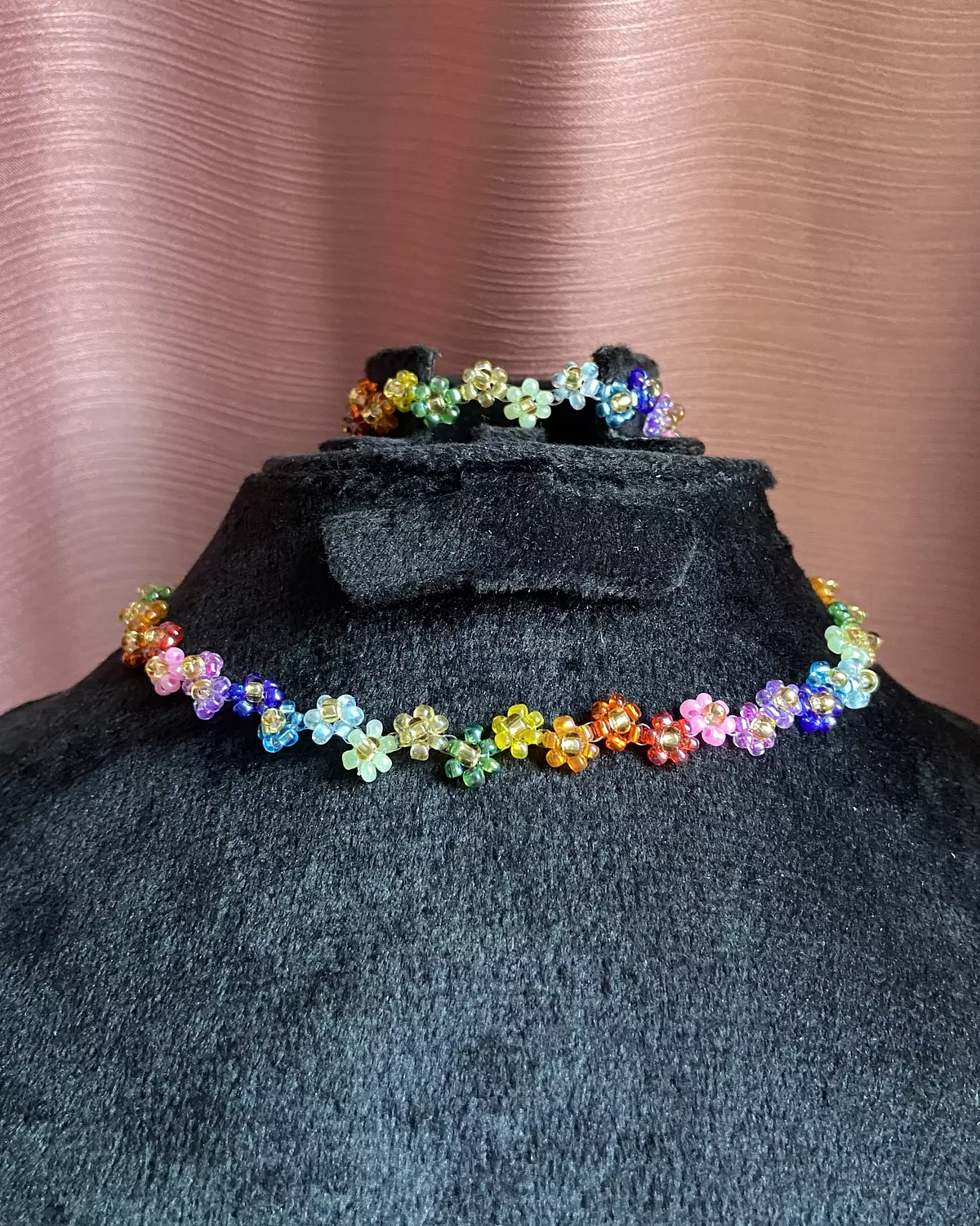 Zig zag colorful flowers ( bracelet & necklace) image