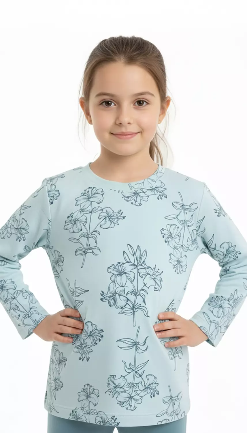 Shorto Printed Flower PJ - Girl - Turquoise - 3101 image