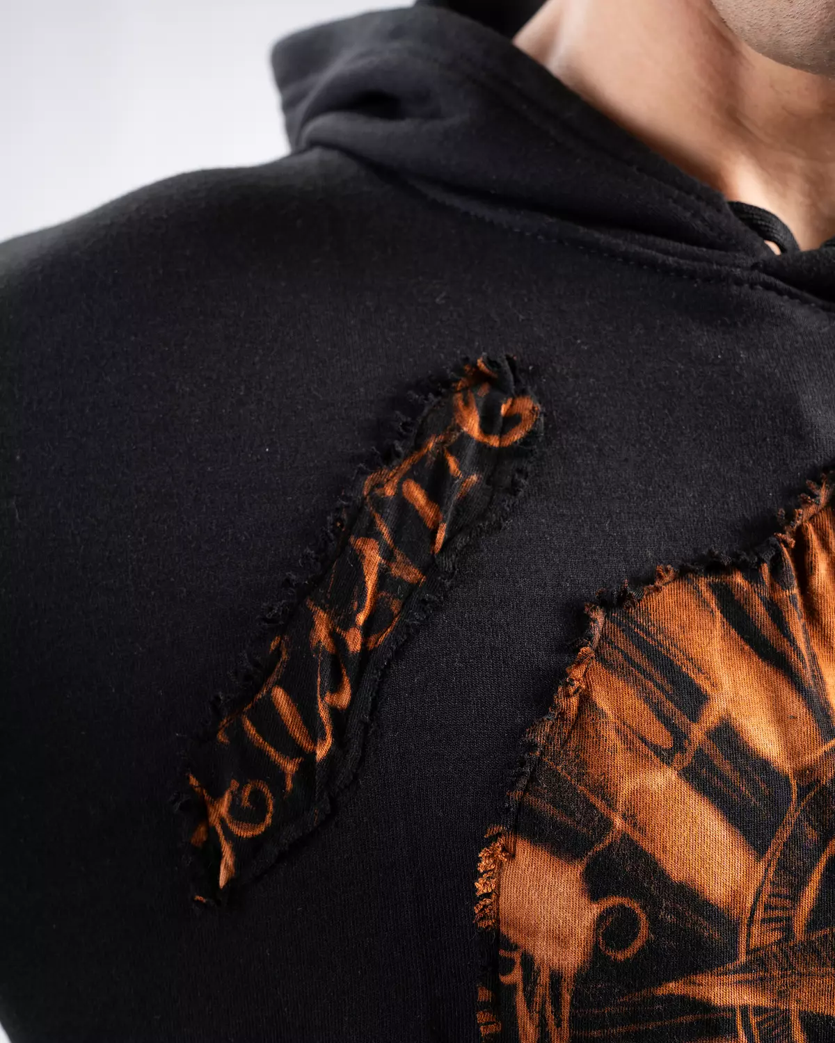 “Atlantic “ hand bleached black hoodie  3