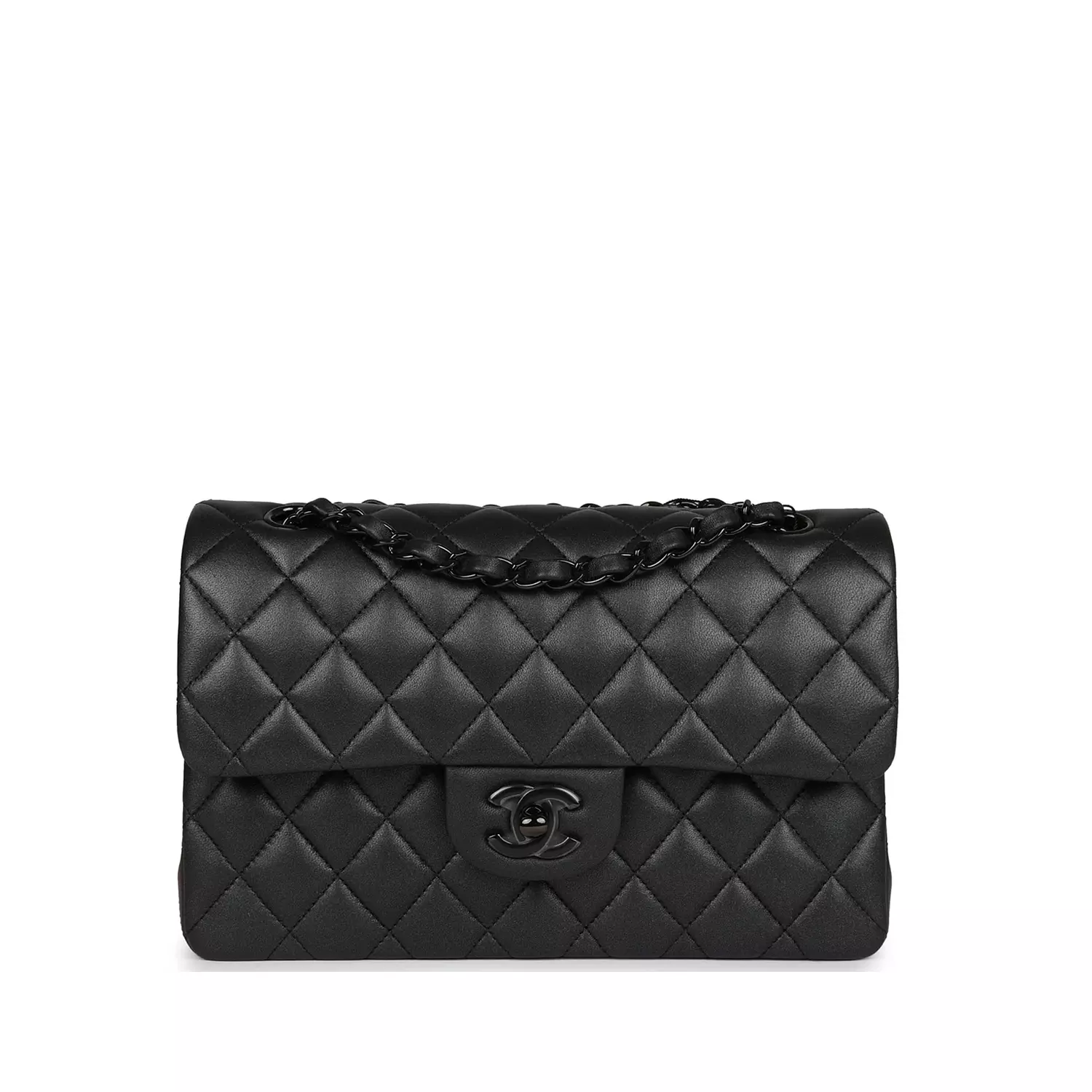Chanel Small Classic Double Flap Bag in So Black iridescent lambskin with black image
