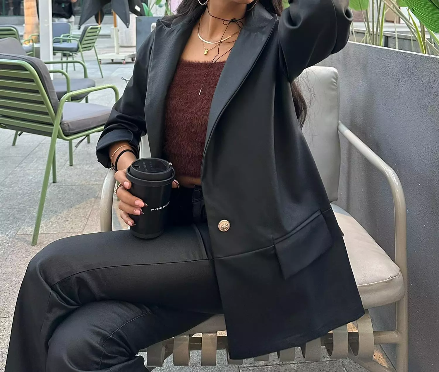 Black Leather Blazer hover image