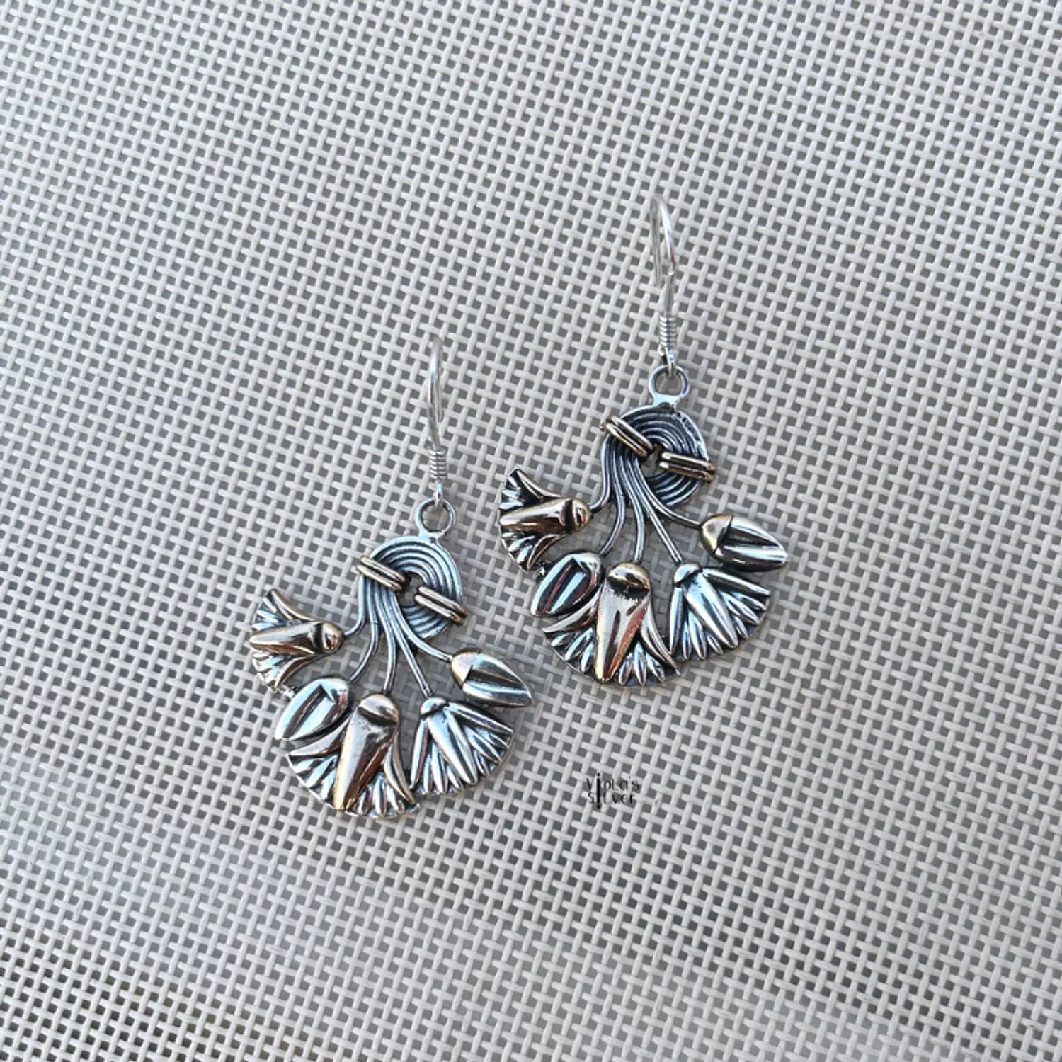 Golden lotus silver earring  1