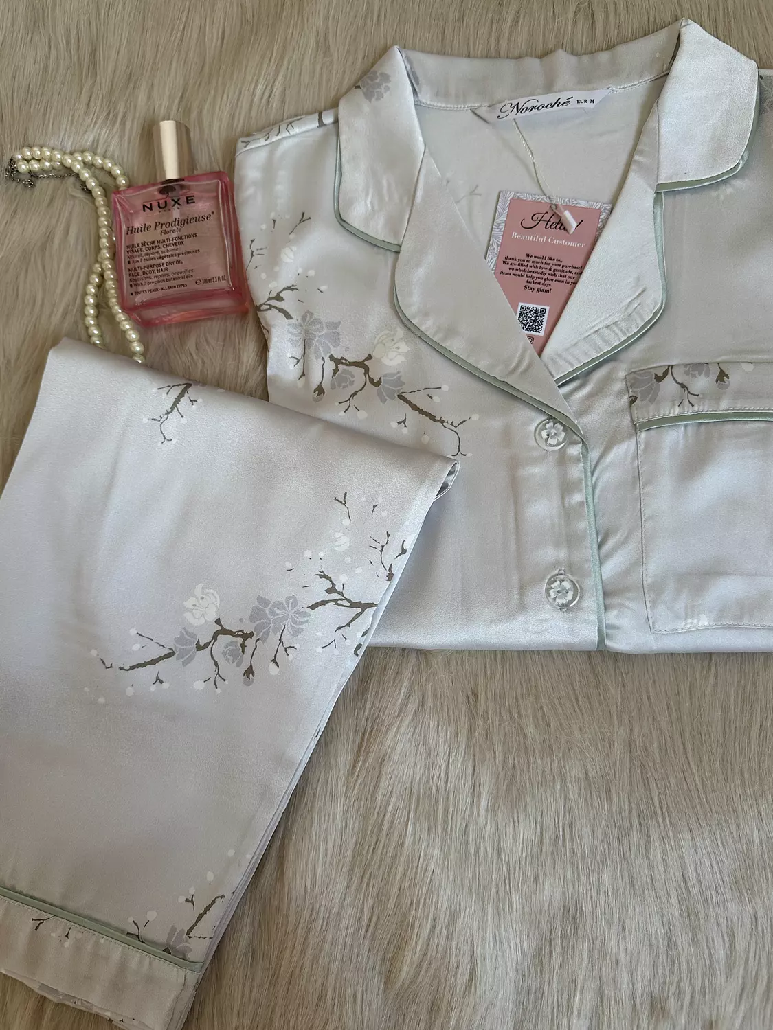 Snow blossom Turkish Pure Silk Pjs 4