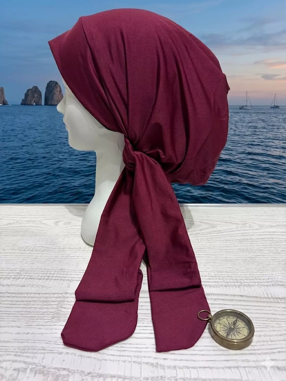 Tie Back Swimming Turban-Mahogany image