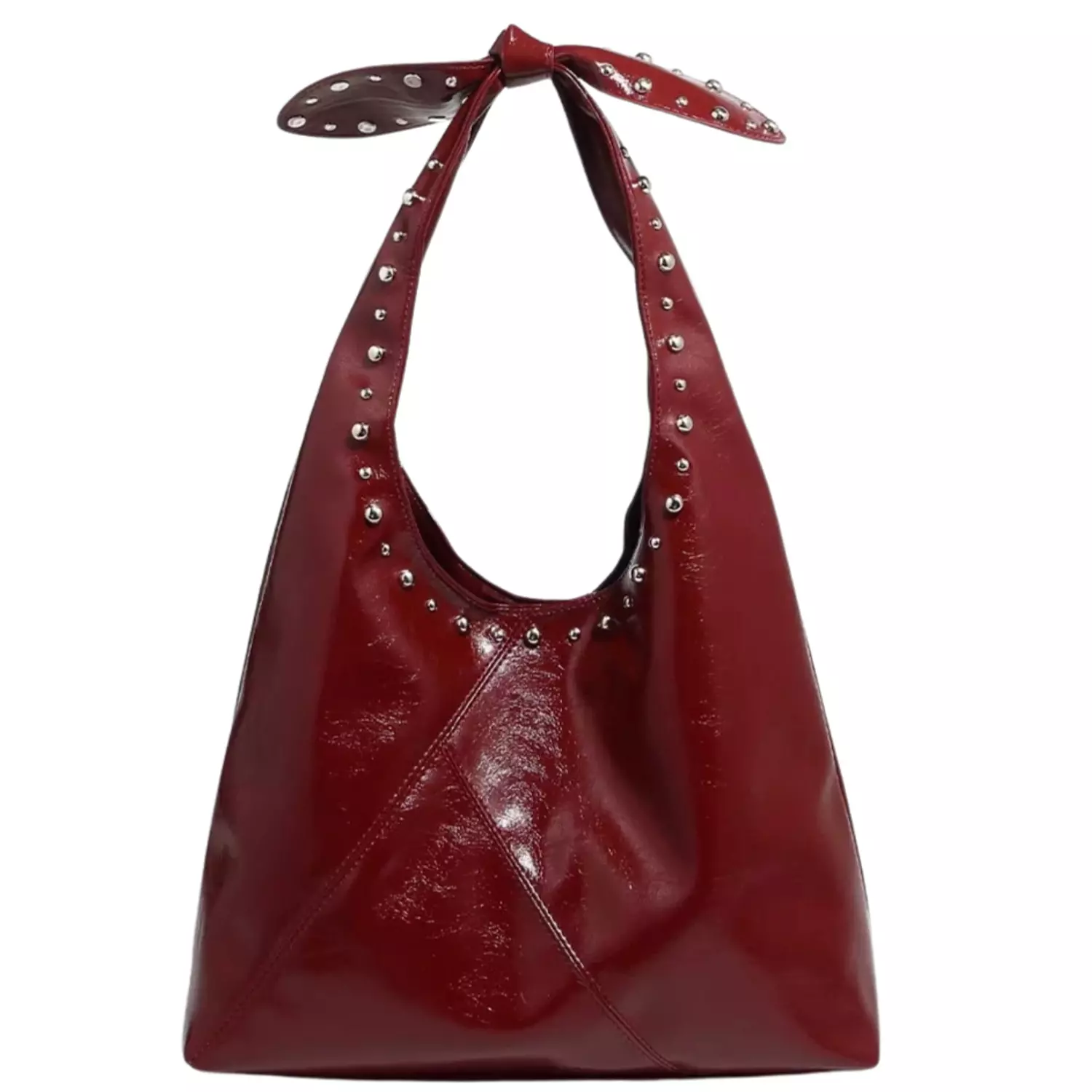 Burgundy Studded Frame Shoulder Bag   1