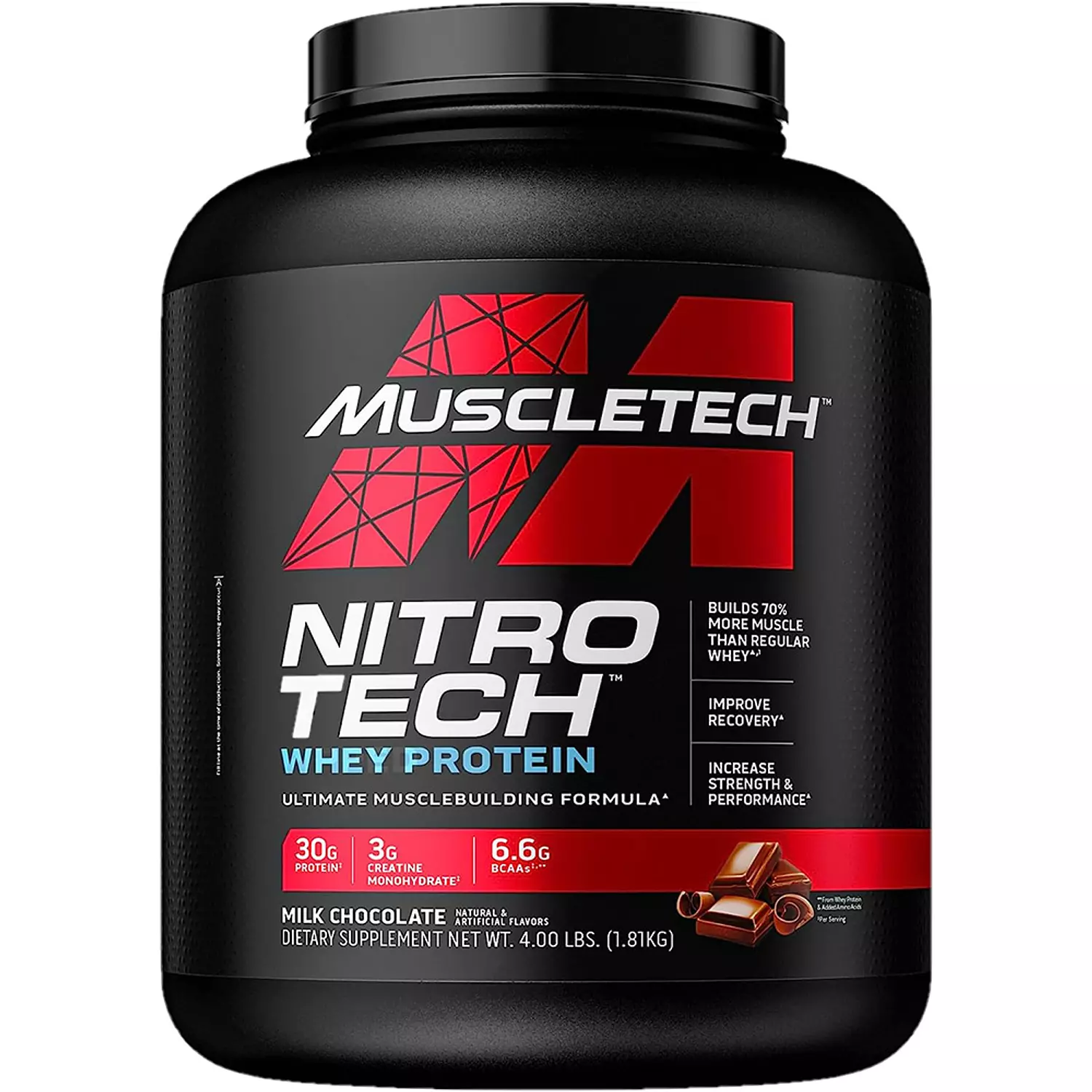 MuscleTech Nitro‑Tech Whey Protein – 1.81 kg | 40 Servings with 3 g Creatine image