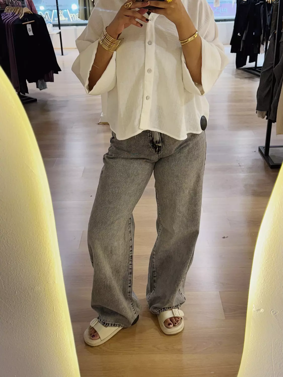 Gray denim pants 116 hover image