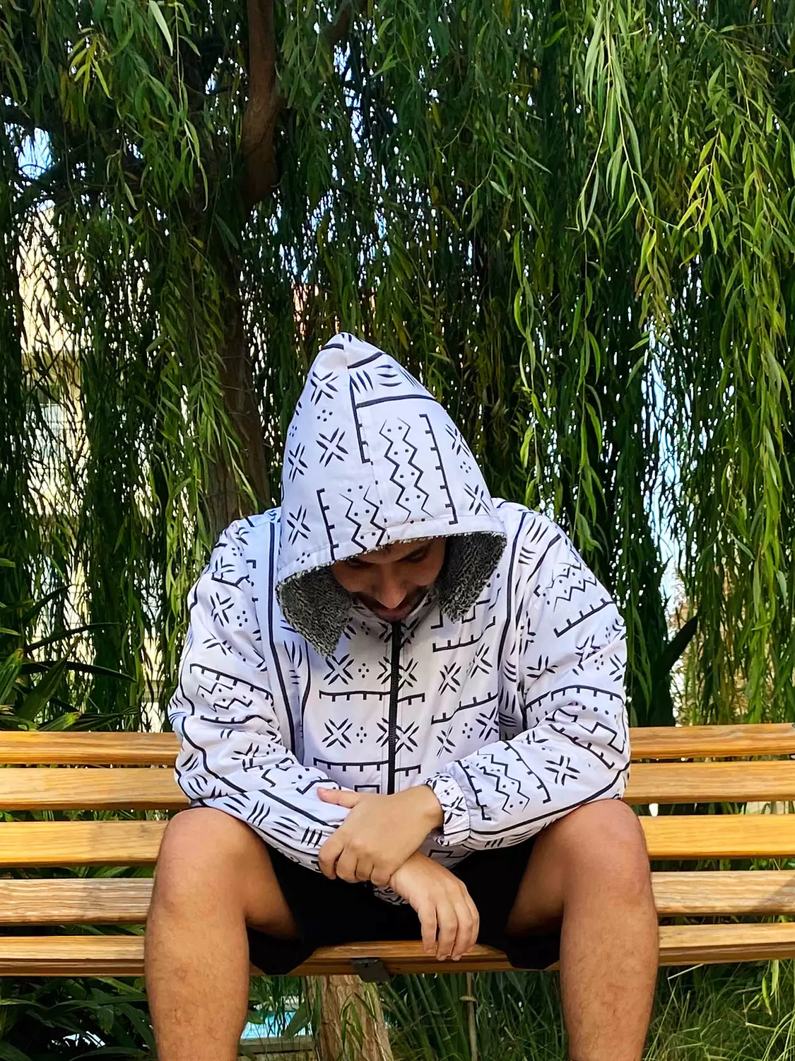 Ethnic B&W Unisex Bomber Jacket 2
