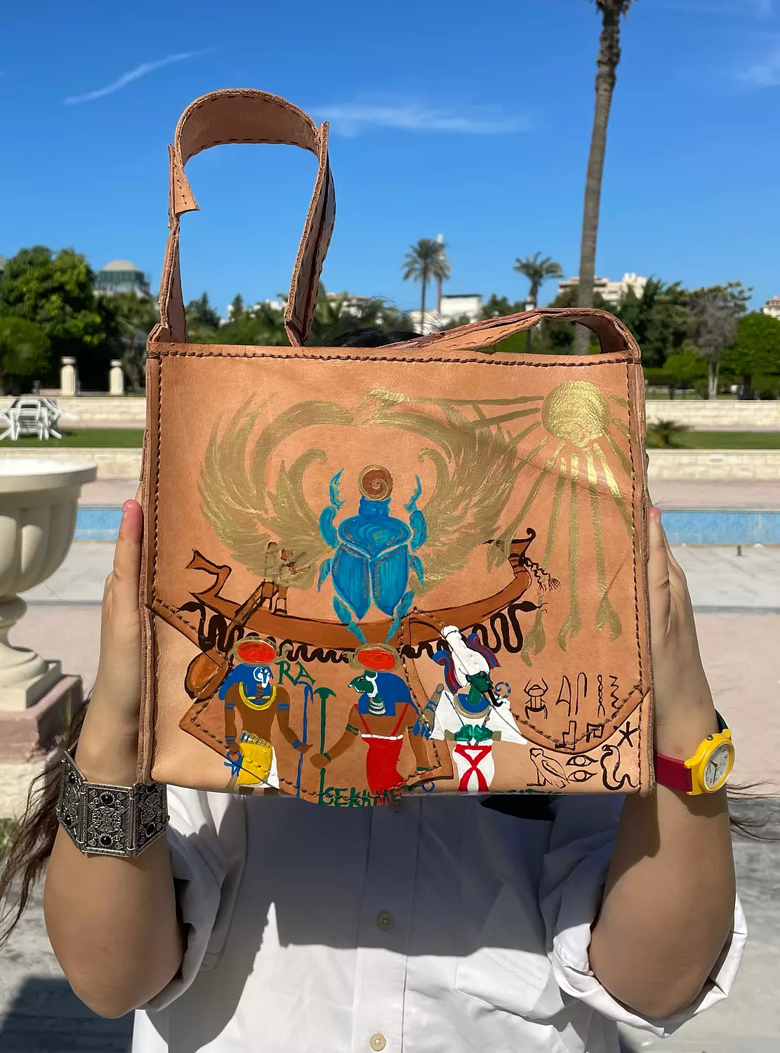 Kemet map real leather hand-made shoulder bag  image