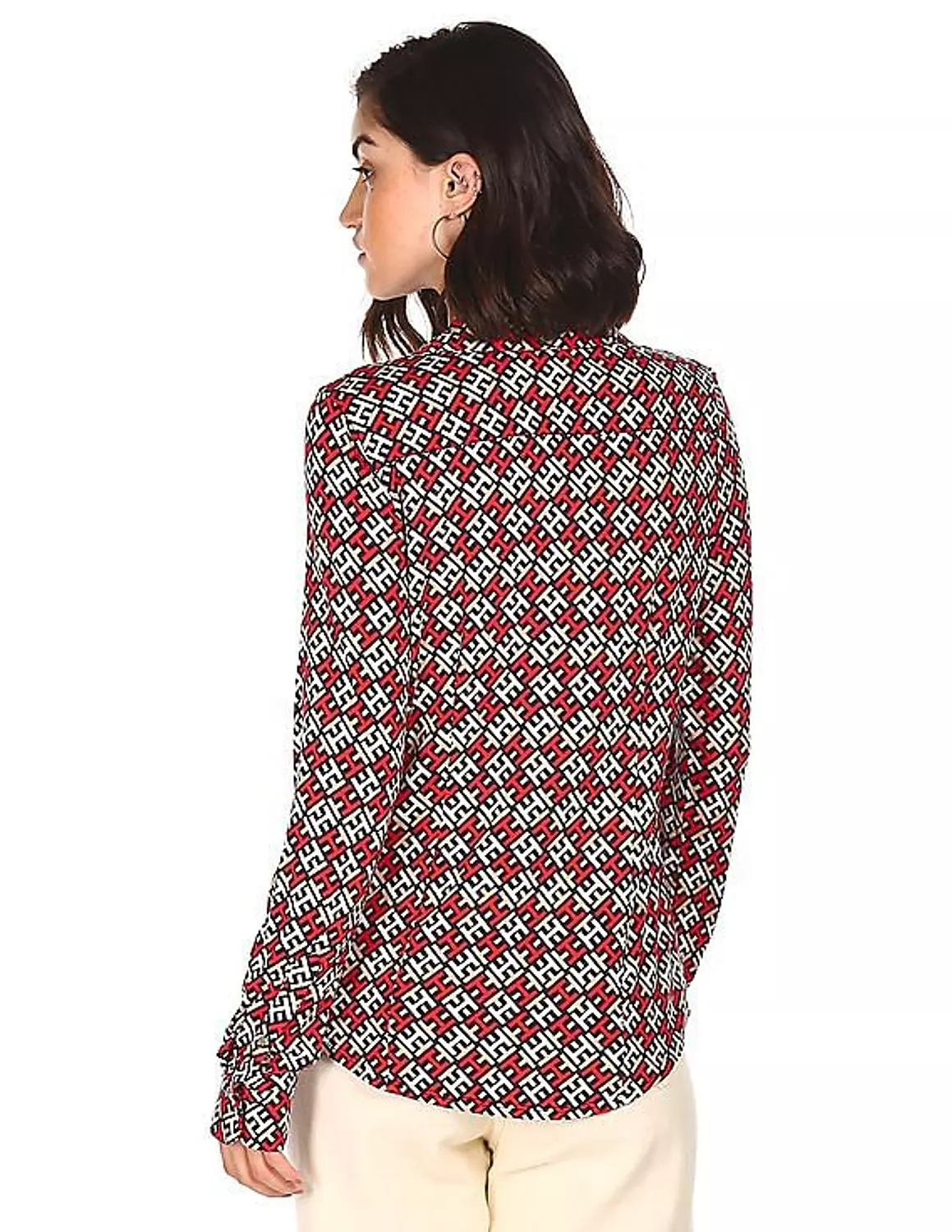 Tommy Hilfiger Women’s Geometric Print Blouse – Red/White/Black hover image