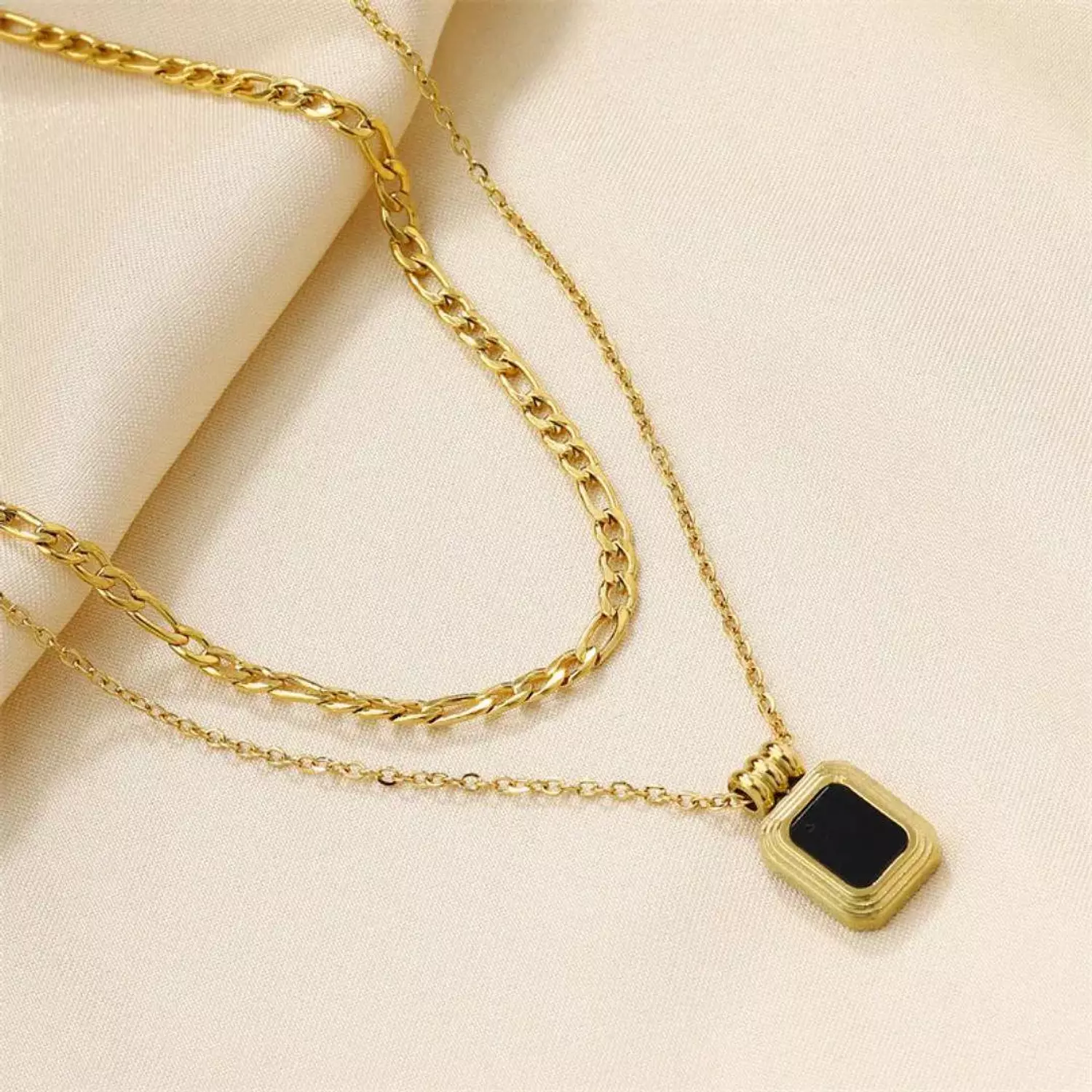 Double - Black Stone Necklace 1