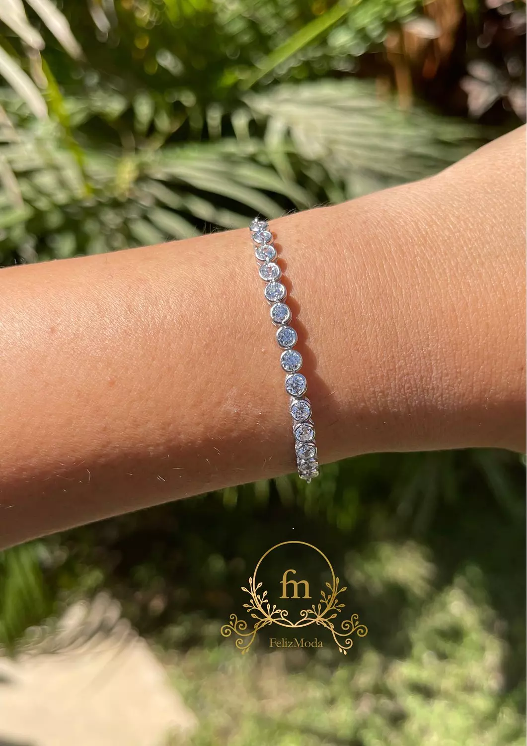 Full round zircon stones silver tennis bracelet image