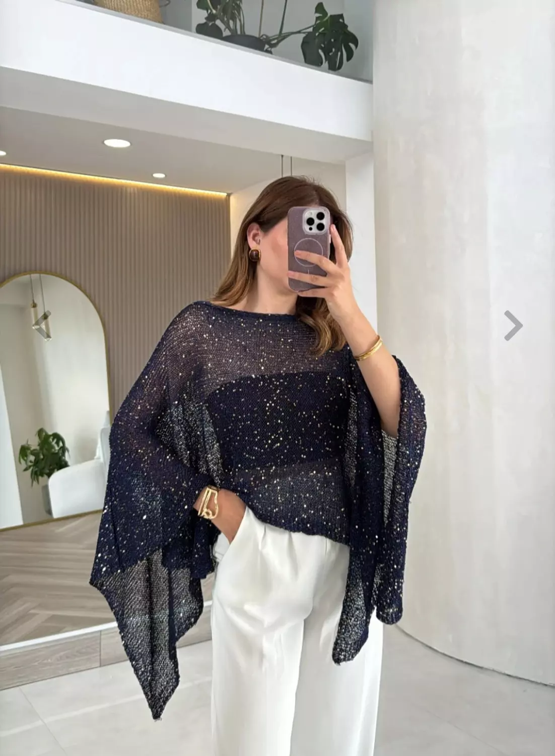 Pretty night navy blue glittery poncho 3