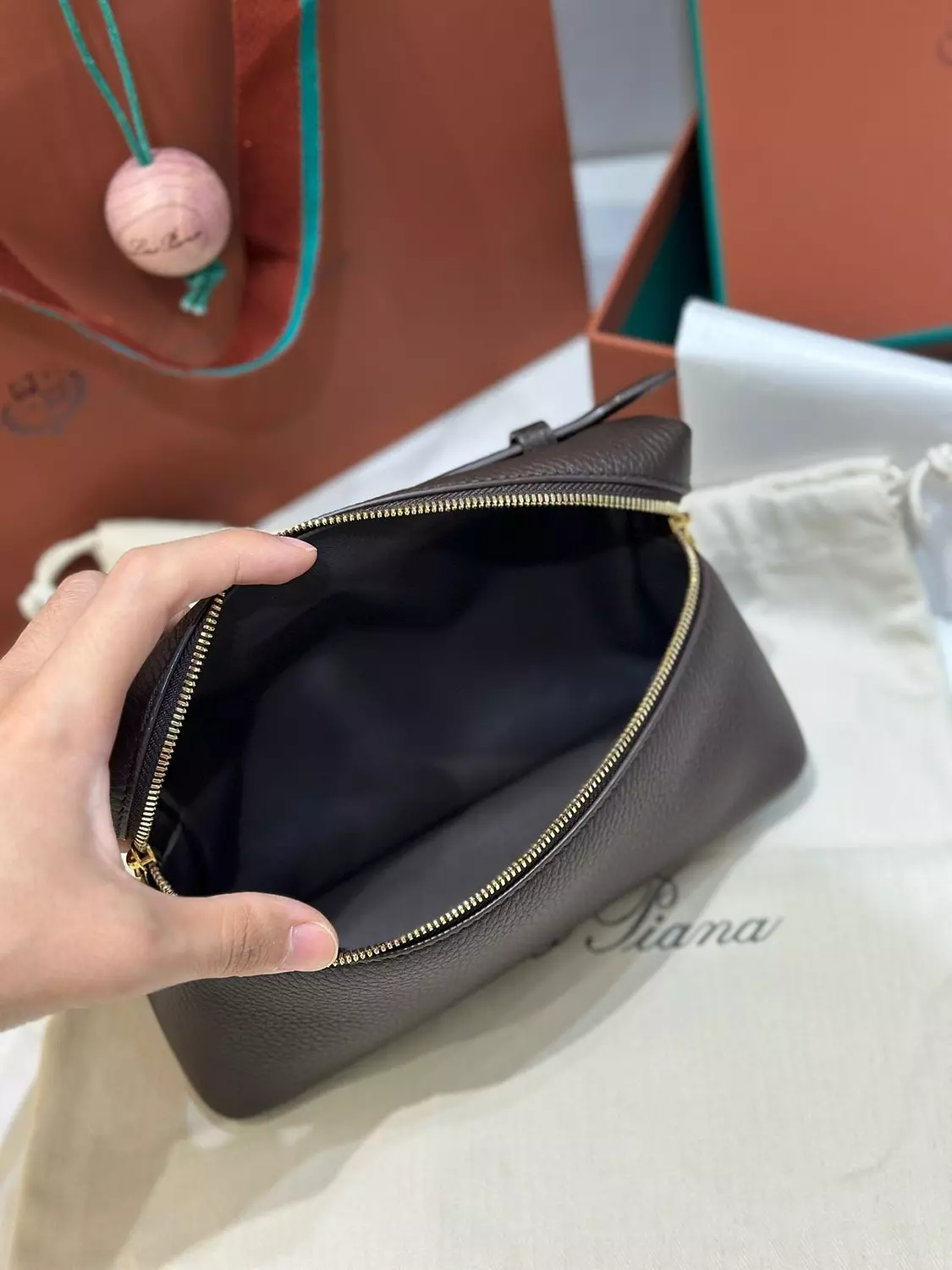 Loro piana L19 Chocolate Brown with Gold Hardware  5