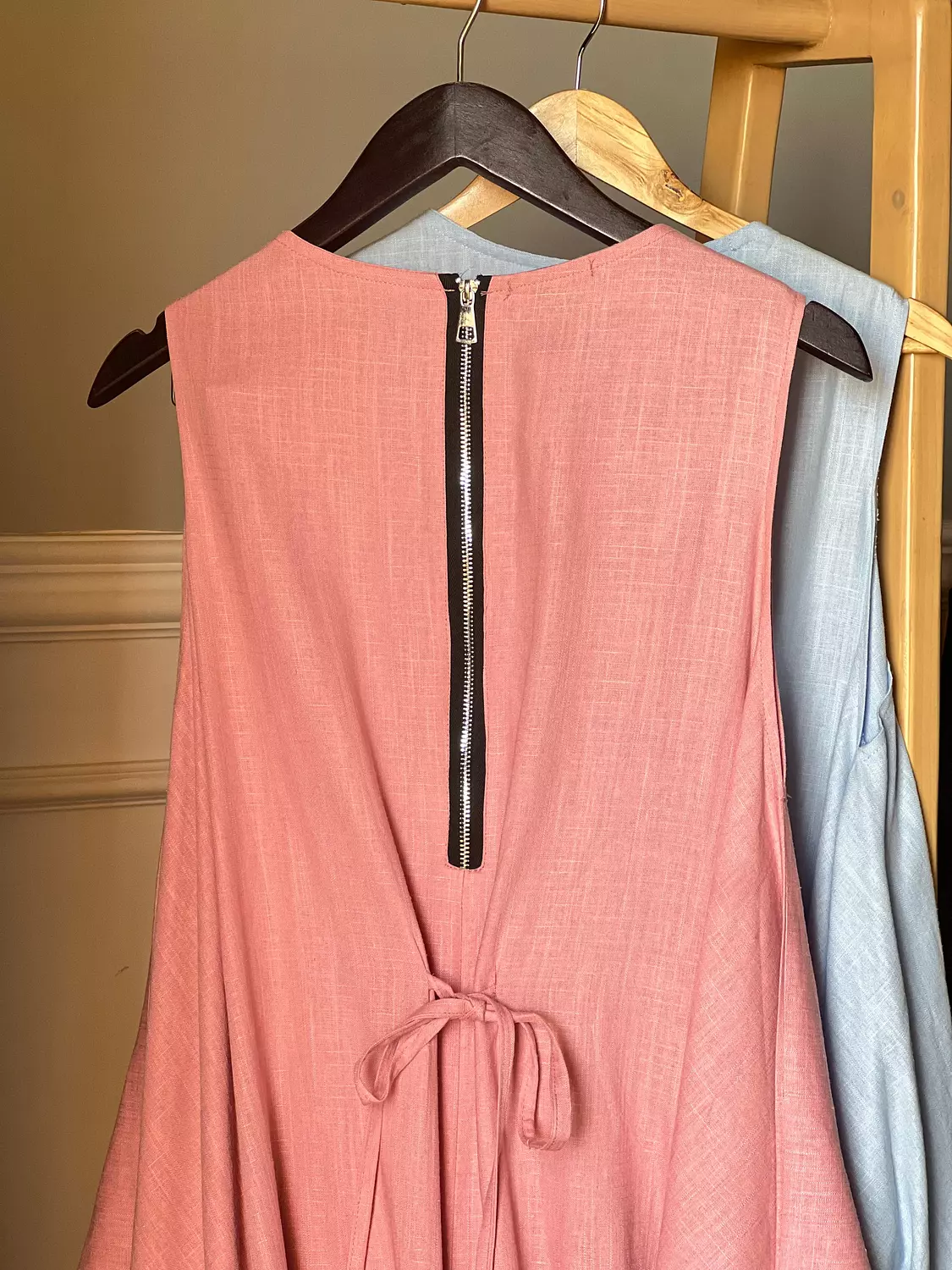 Wrap linen dress in Blush pink 2