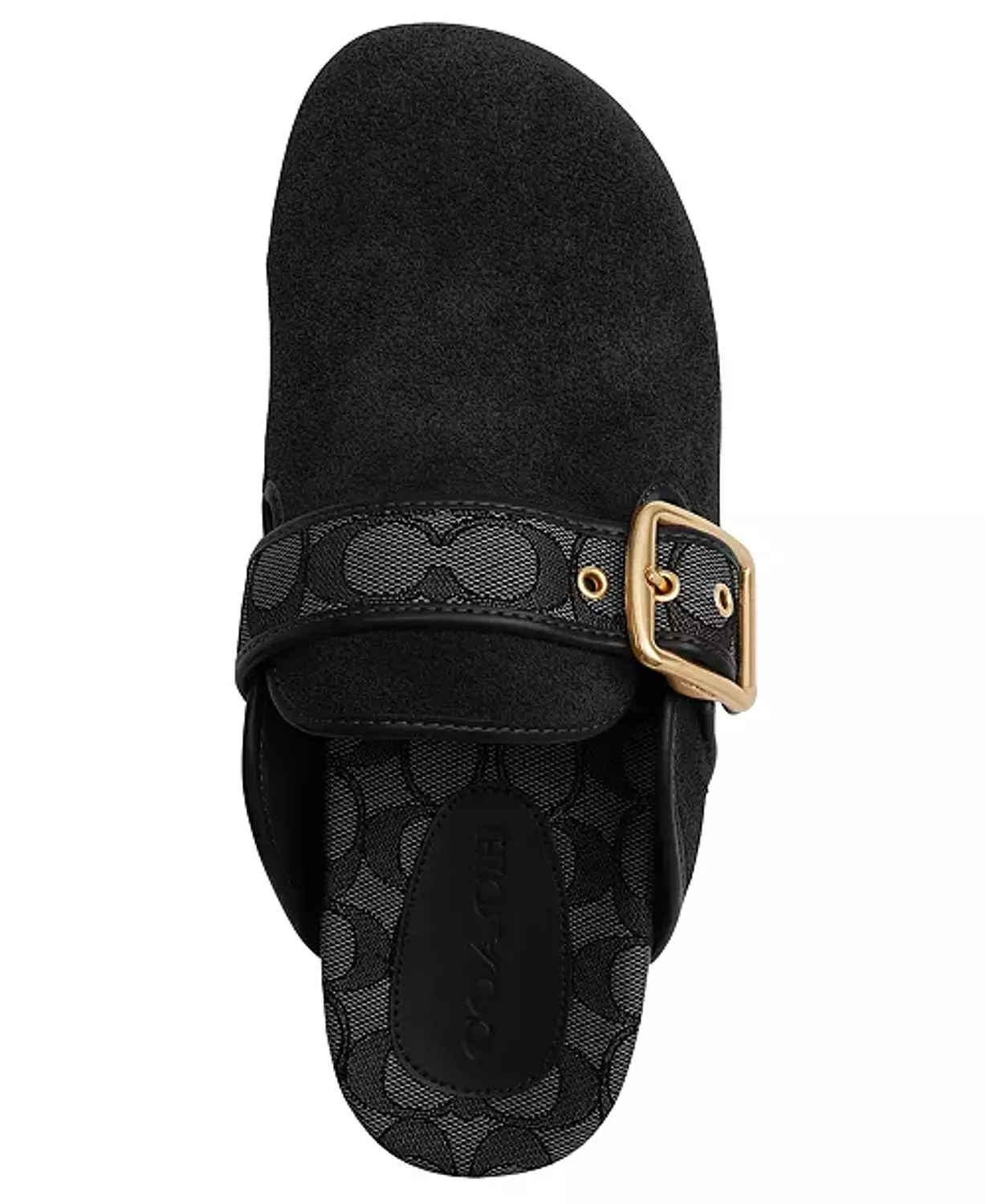 Coach Archival Buckle Clogs in Suede Black   3