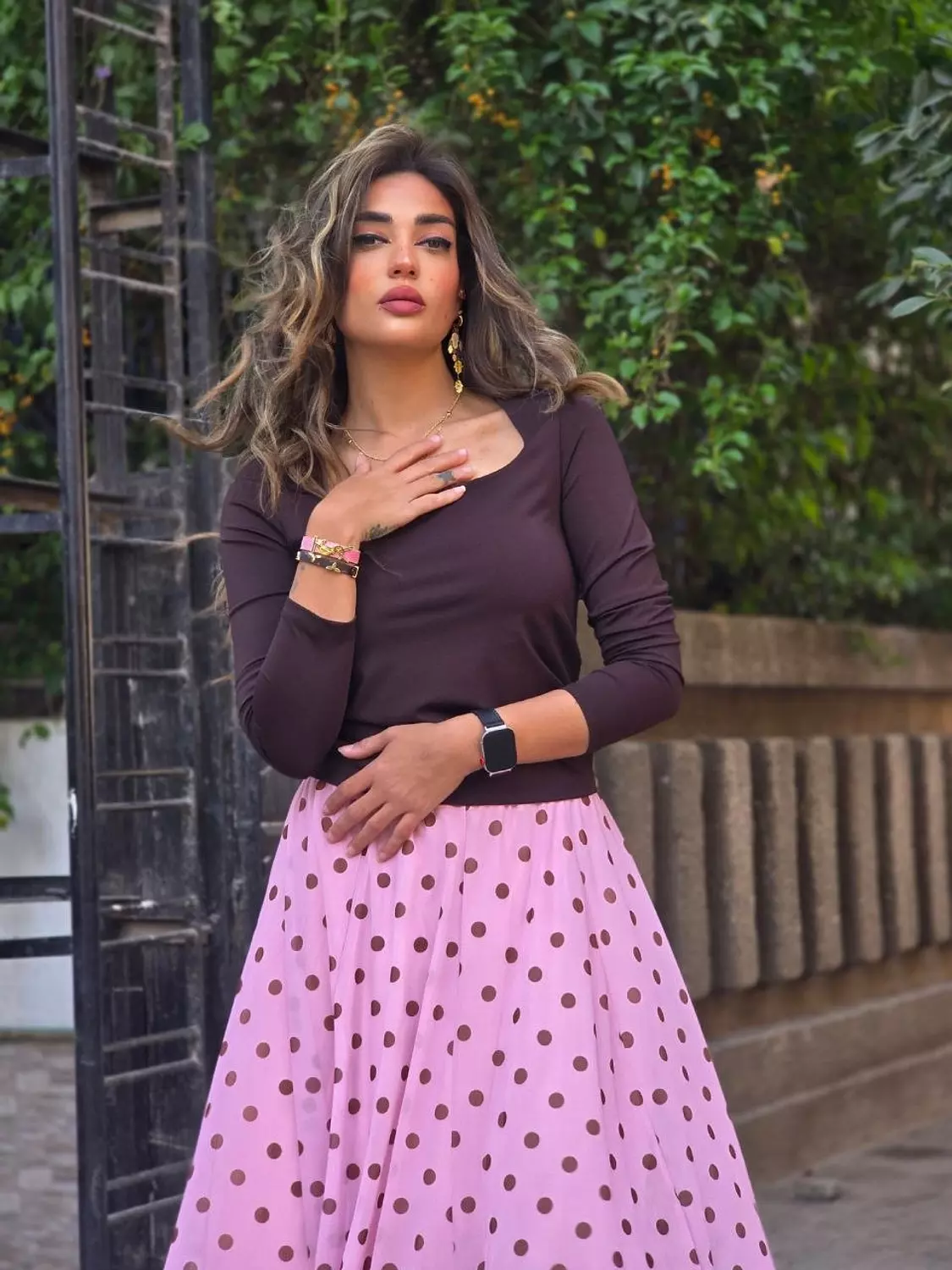 Brown Karol squared sleeve top image
