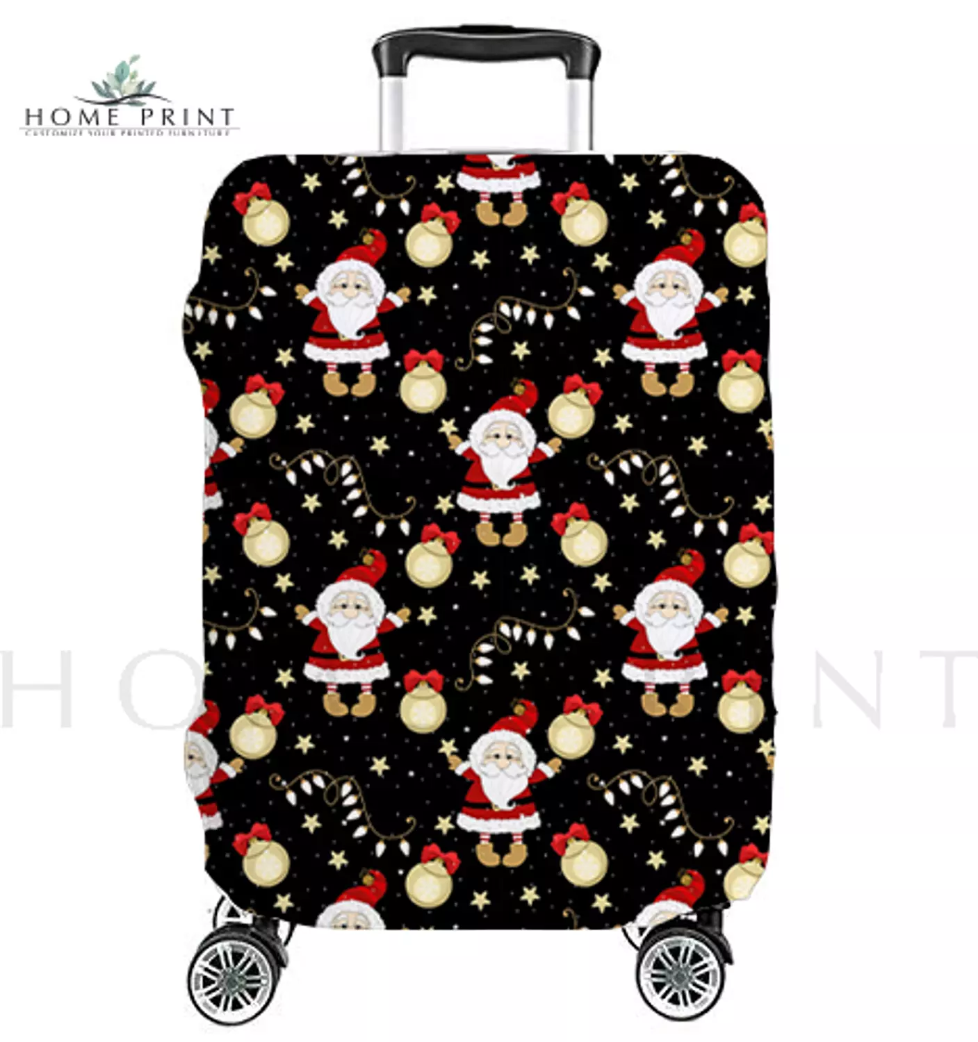 Suitcase Lycra Cover - Santa Claus - Multi Colors - Black background  image