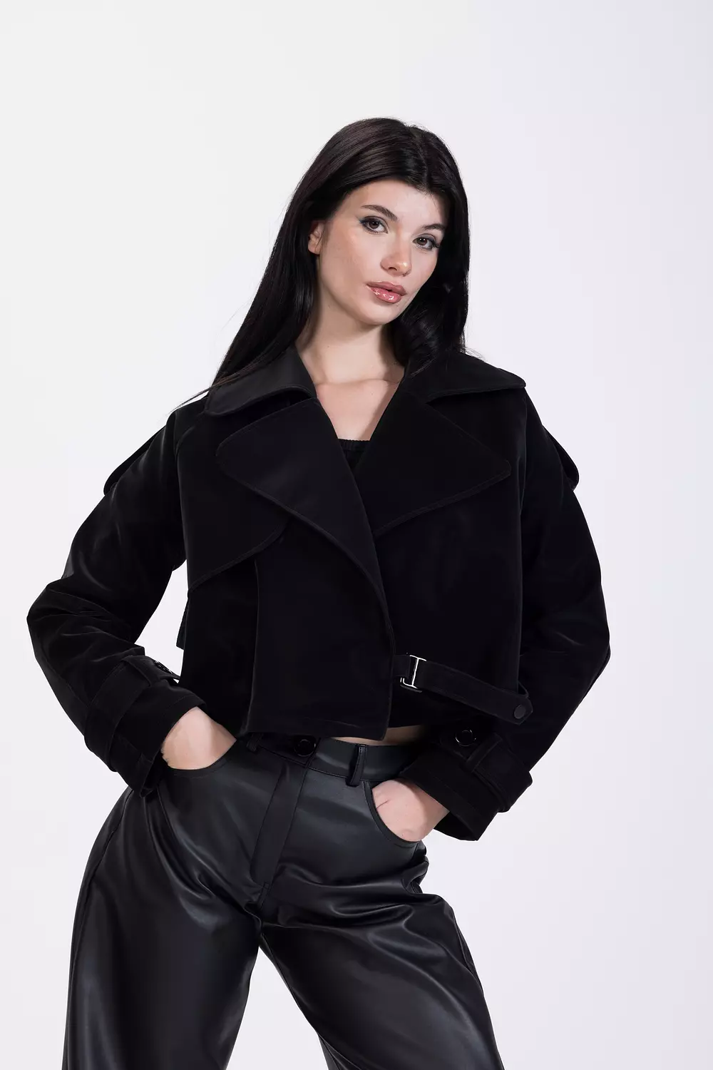 Noir Short Leather Jacket image