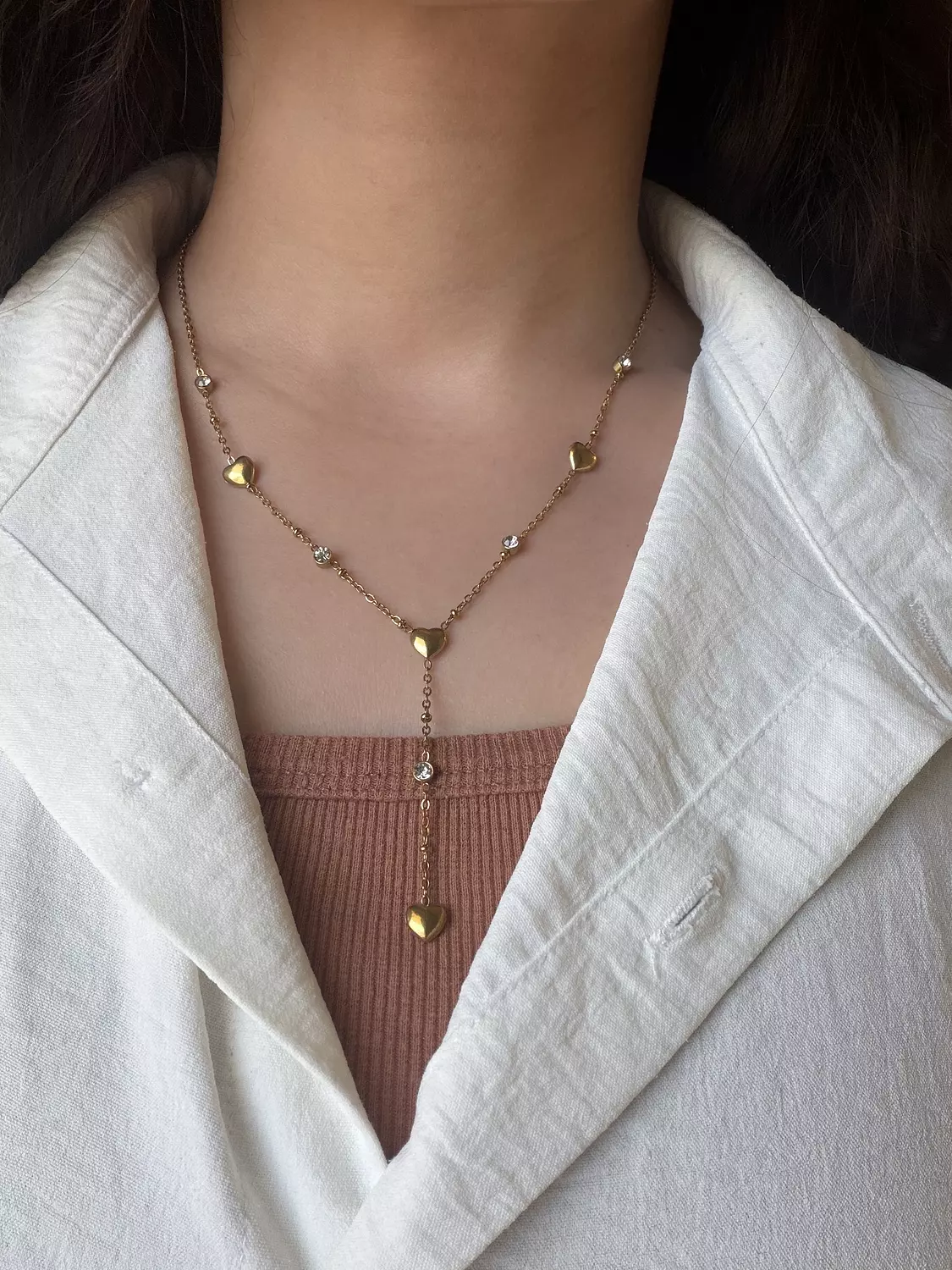 Long Heart x Diamond Necklace 1
