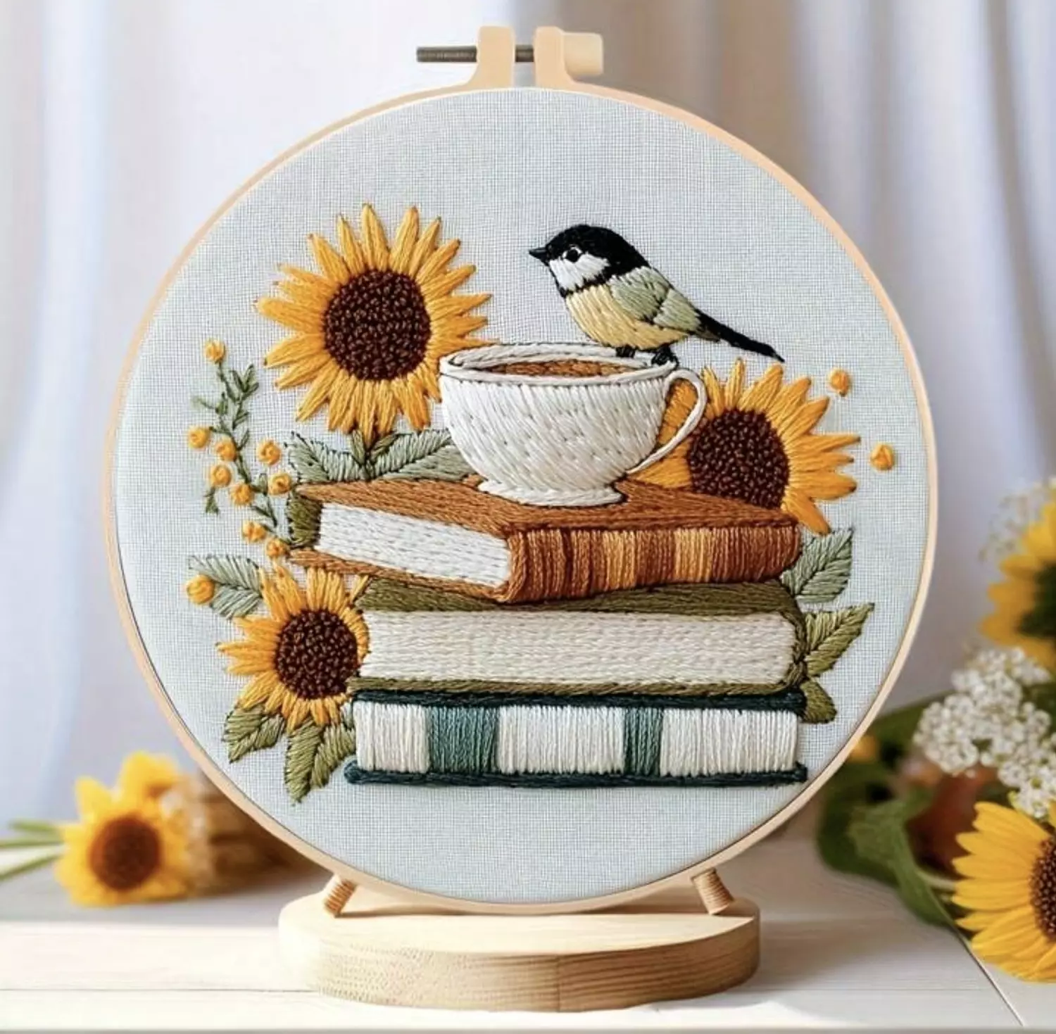 Embroidery- Bird on Books 2